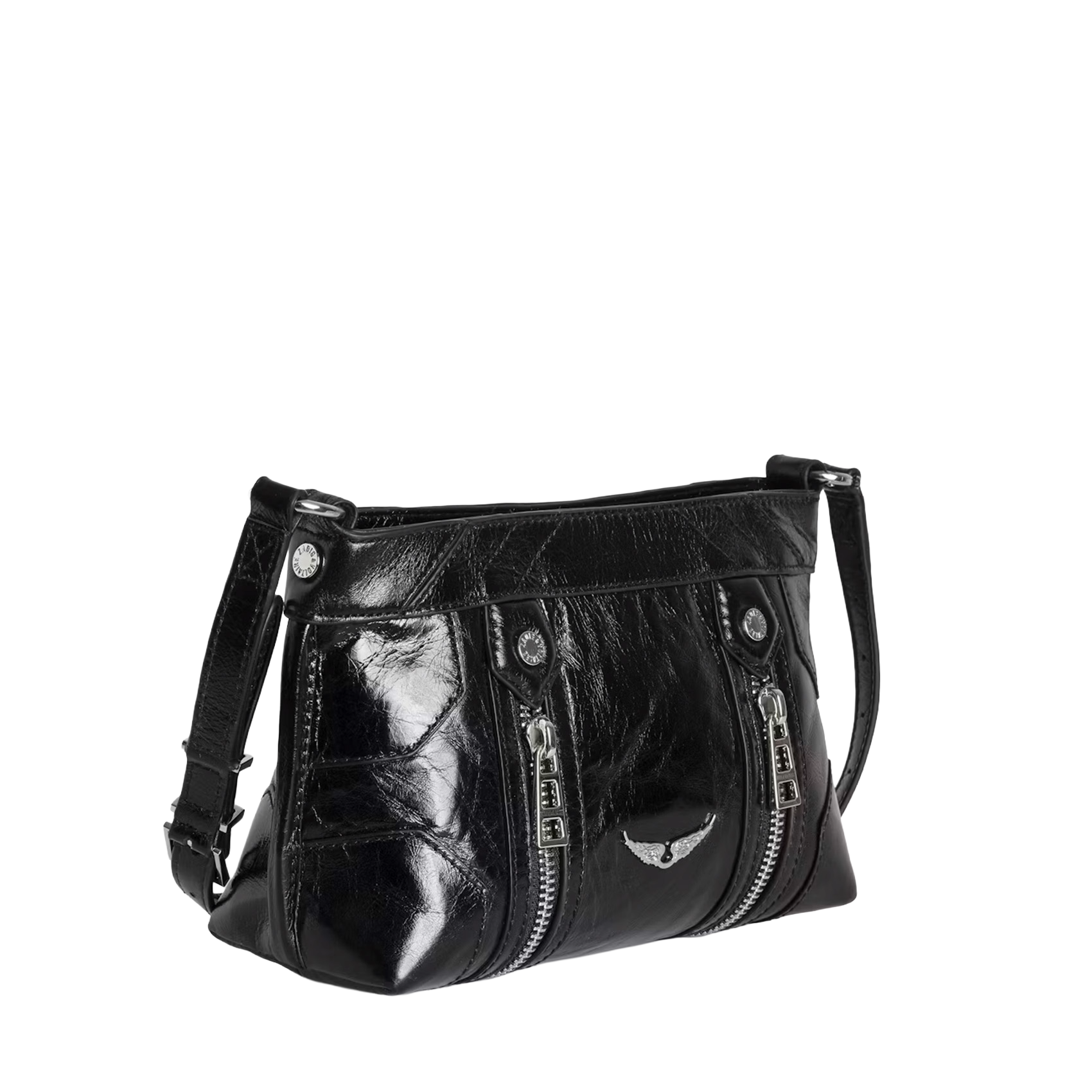 Leren schoudertas met rits ZADIG&VOLTAIRE Zwart