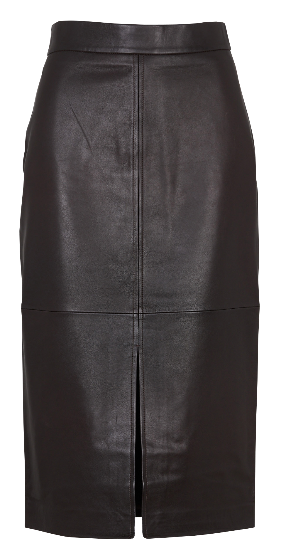 Jupe midi crayon en cuir ZAPA Marron