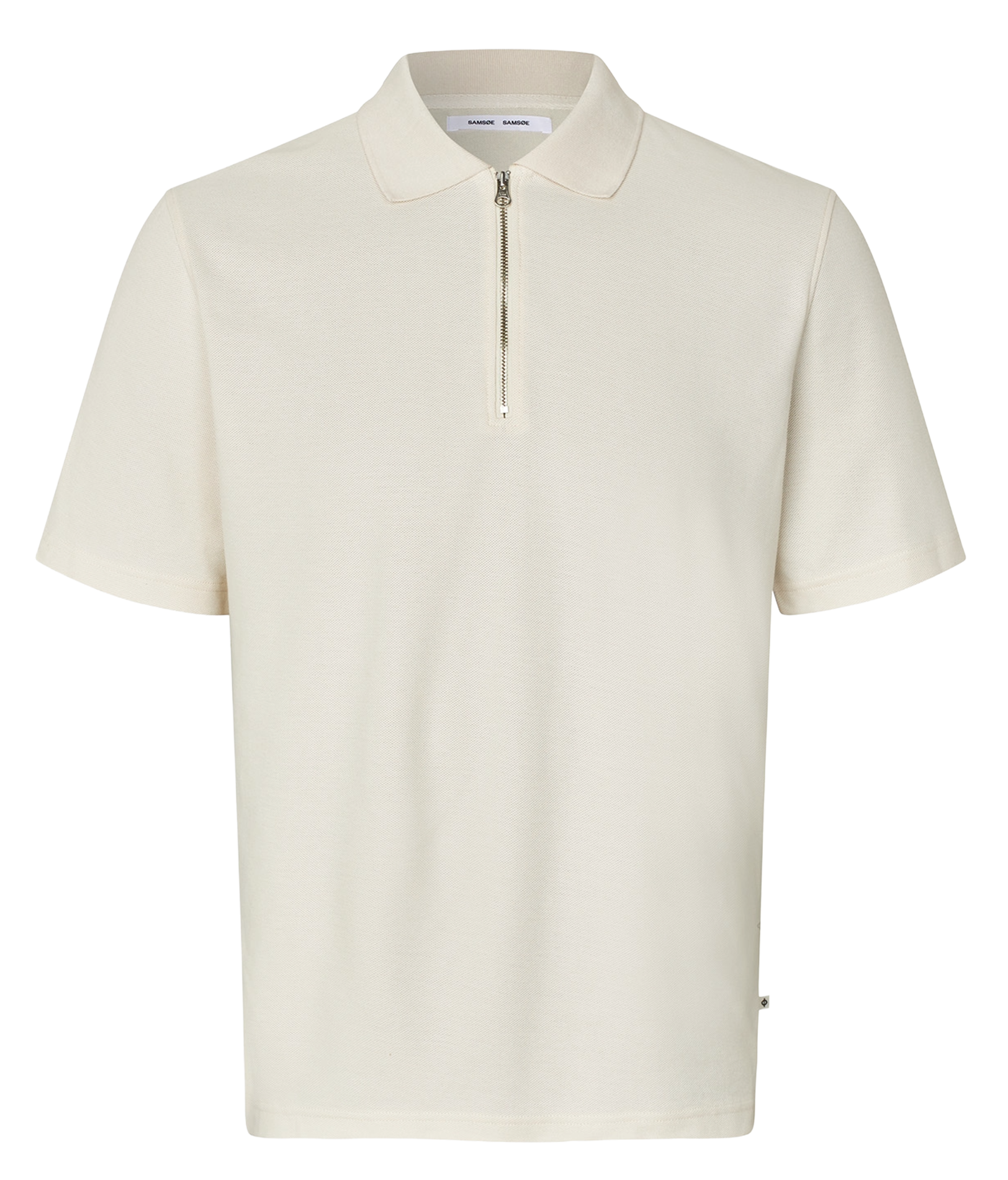Top with polo collar in blended organic cotton SAMSOE SAMSOE White
