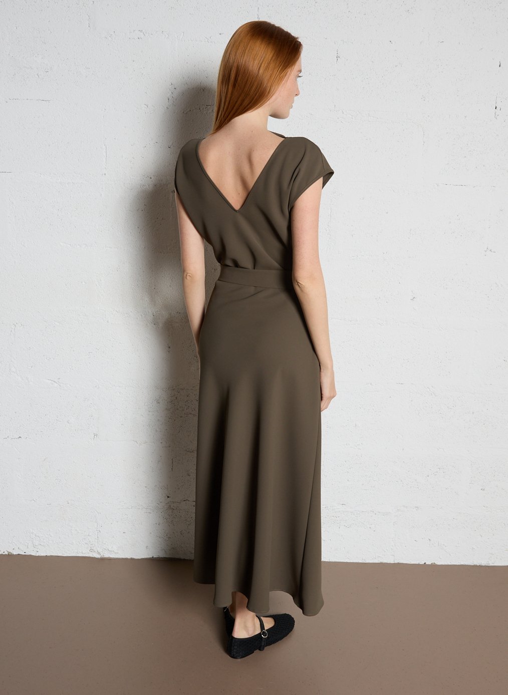 Robe longue cintrée col rond IMPERIAL Kaki