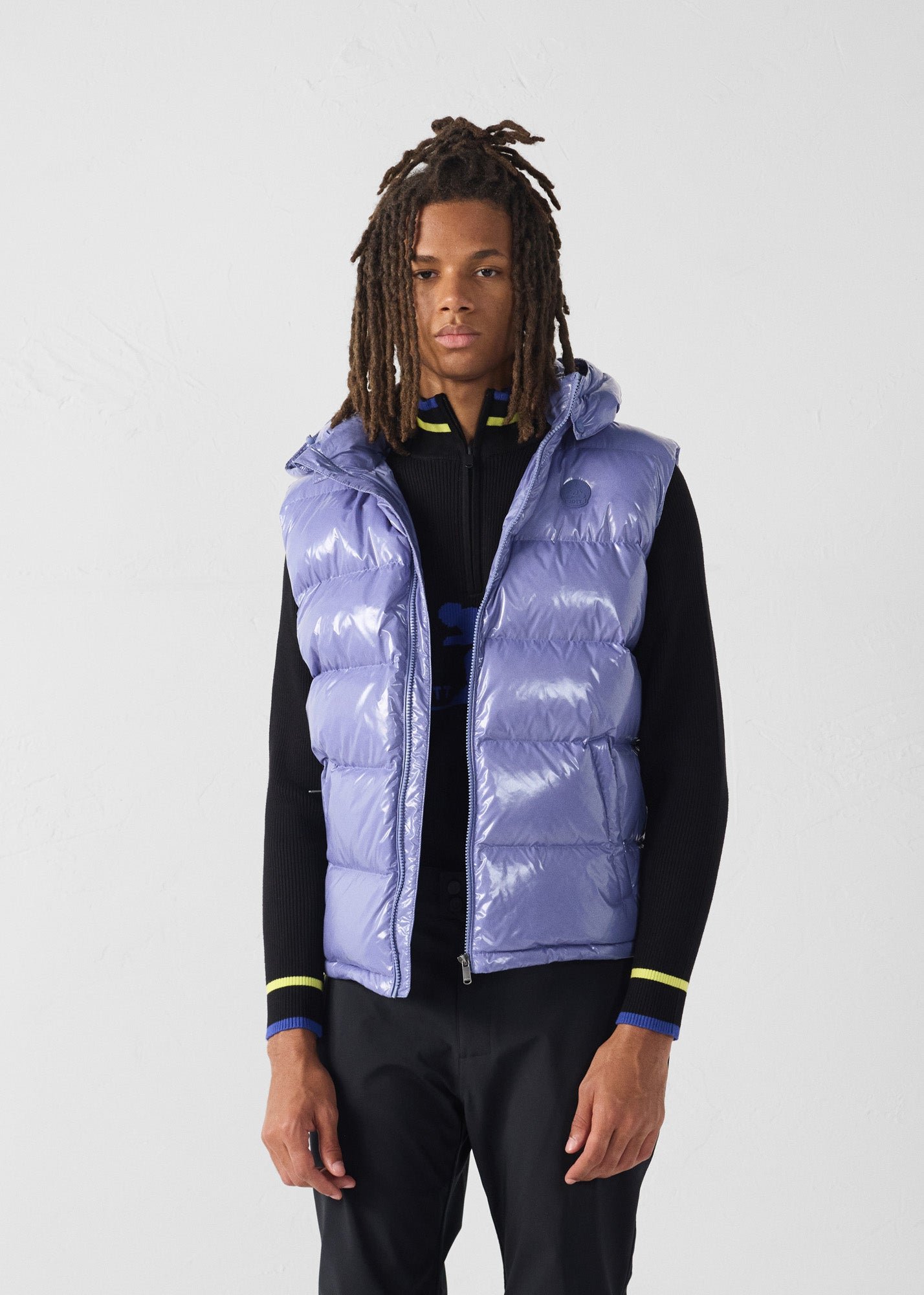 Padded sleeveless down jacket for extreme cold weather. JOTT Pink