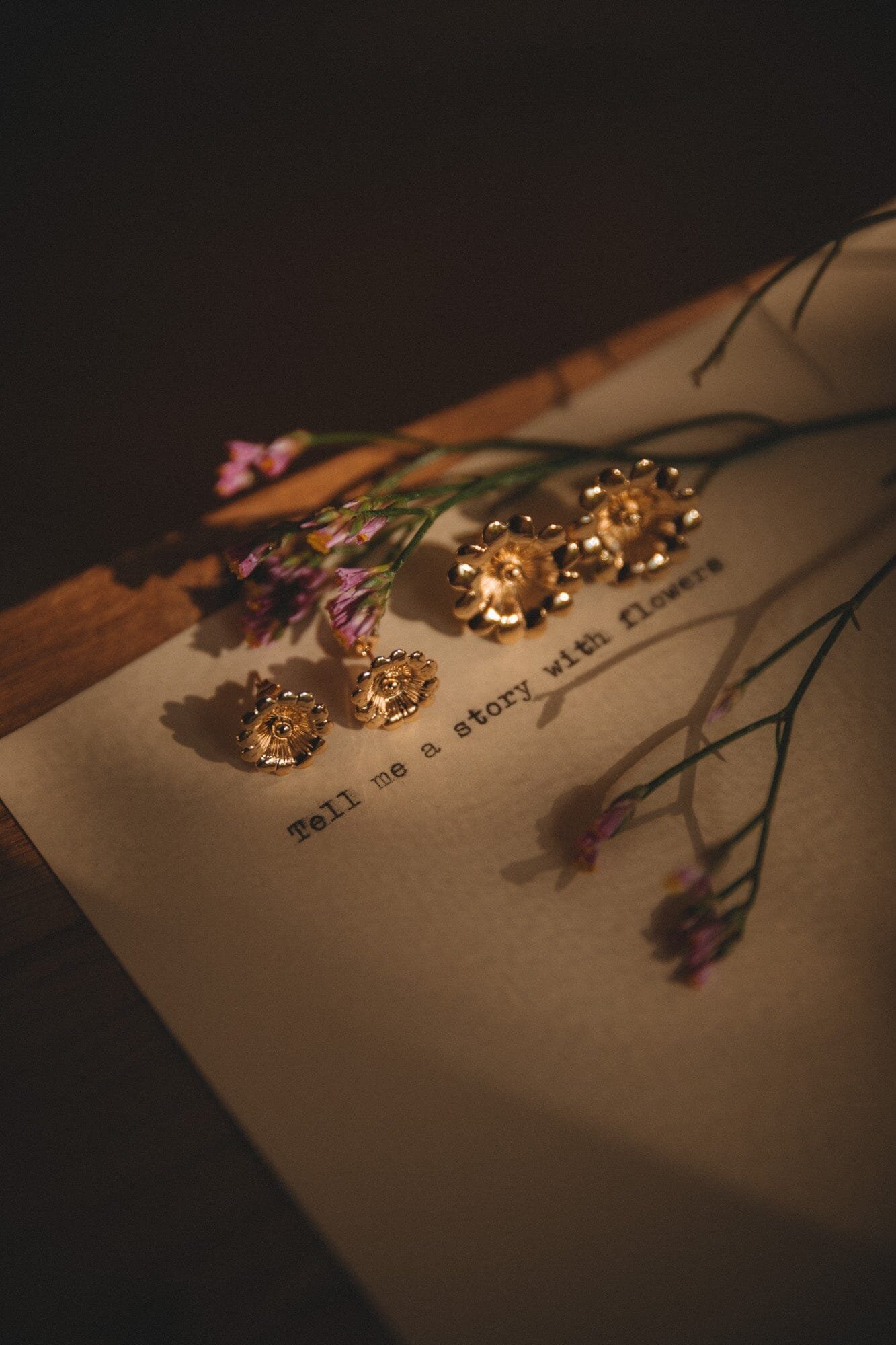 Flower stud earrings in gold-plated fine gold MONSIEUR SIMONE Golden