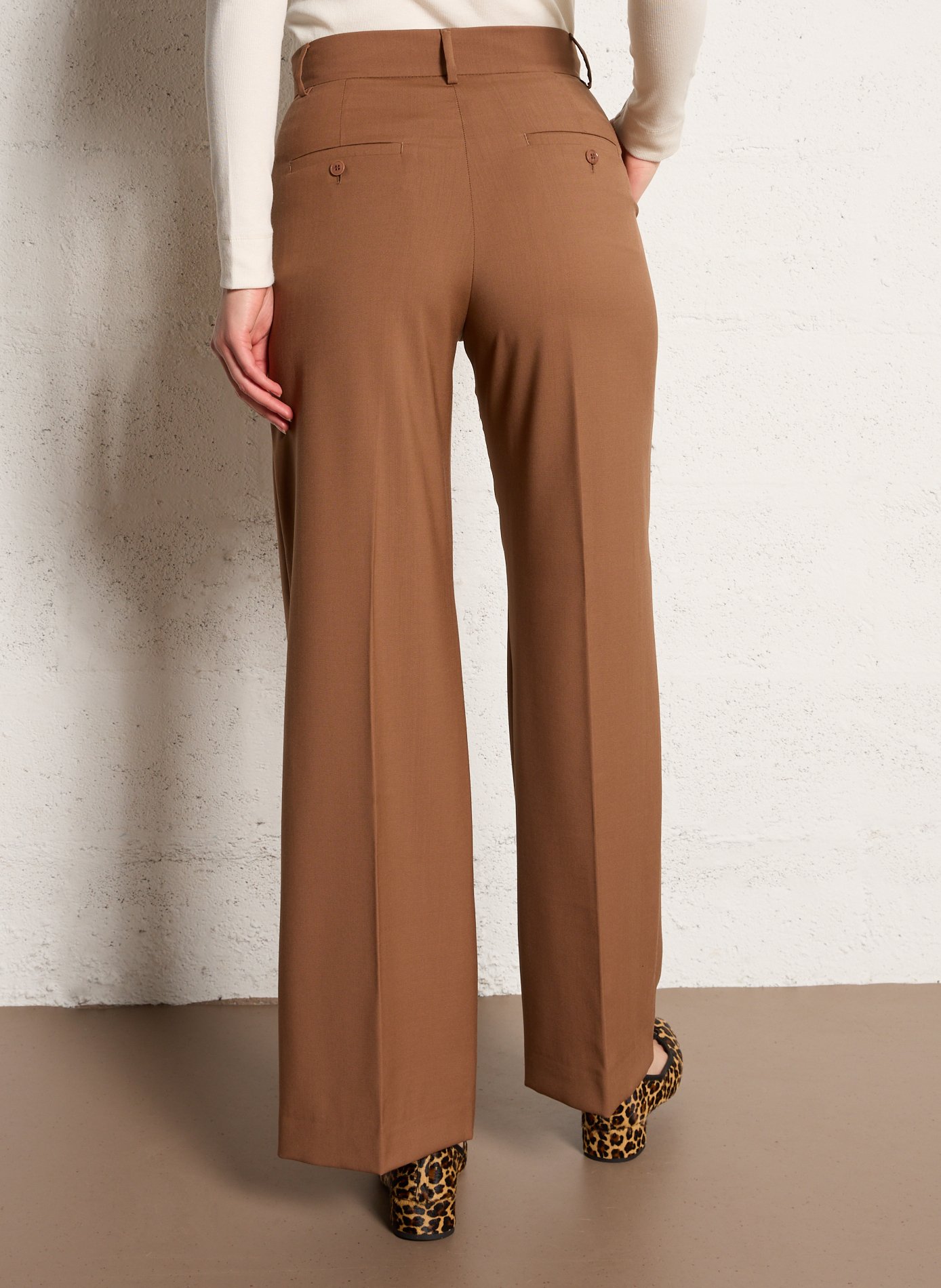 Wijde broek van wol Bruin