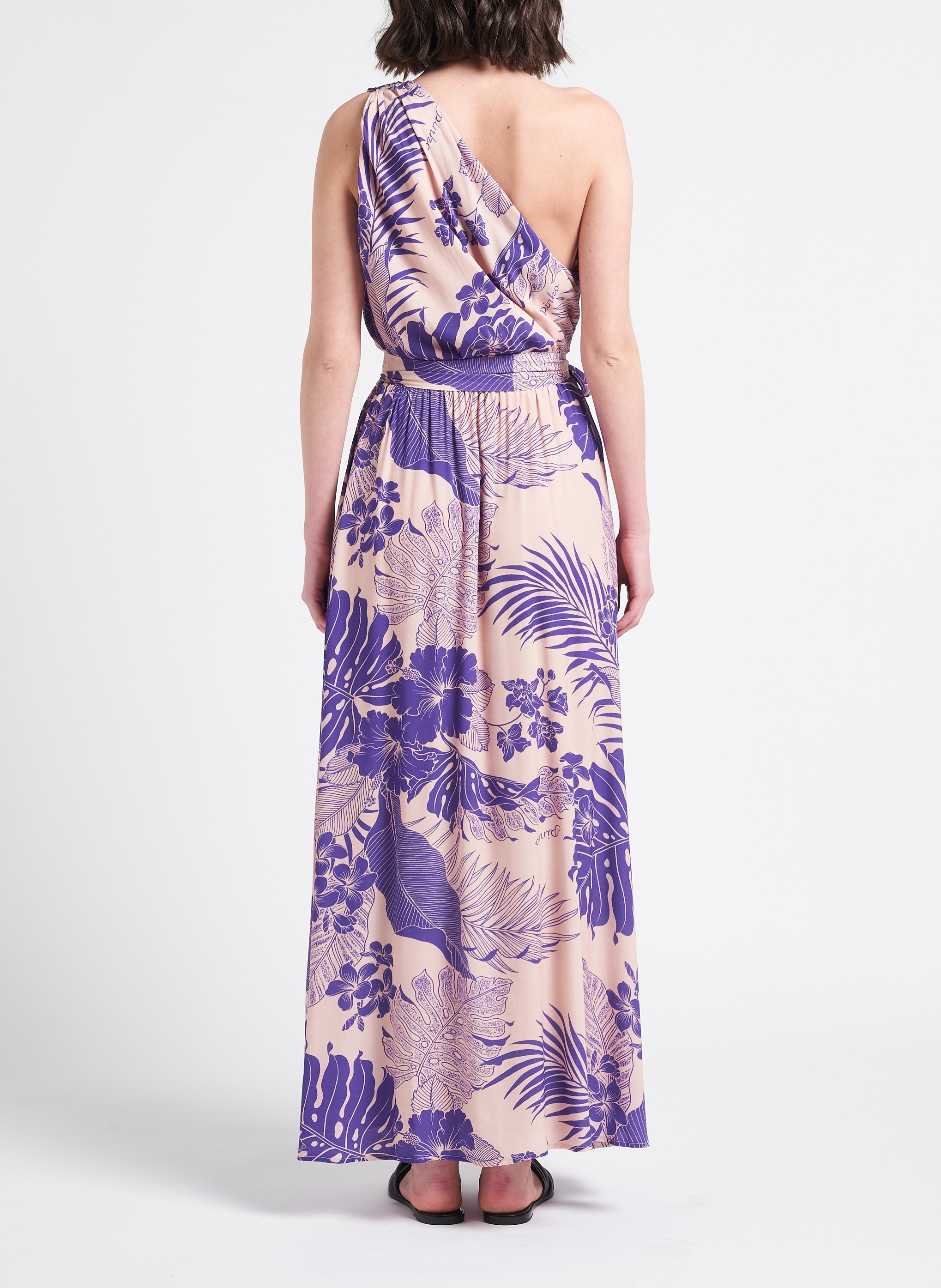 Robe longue asymétrique à fleurs  PINKO Violet