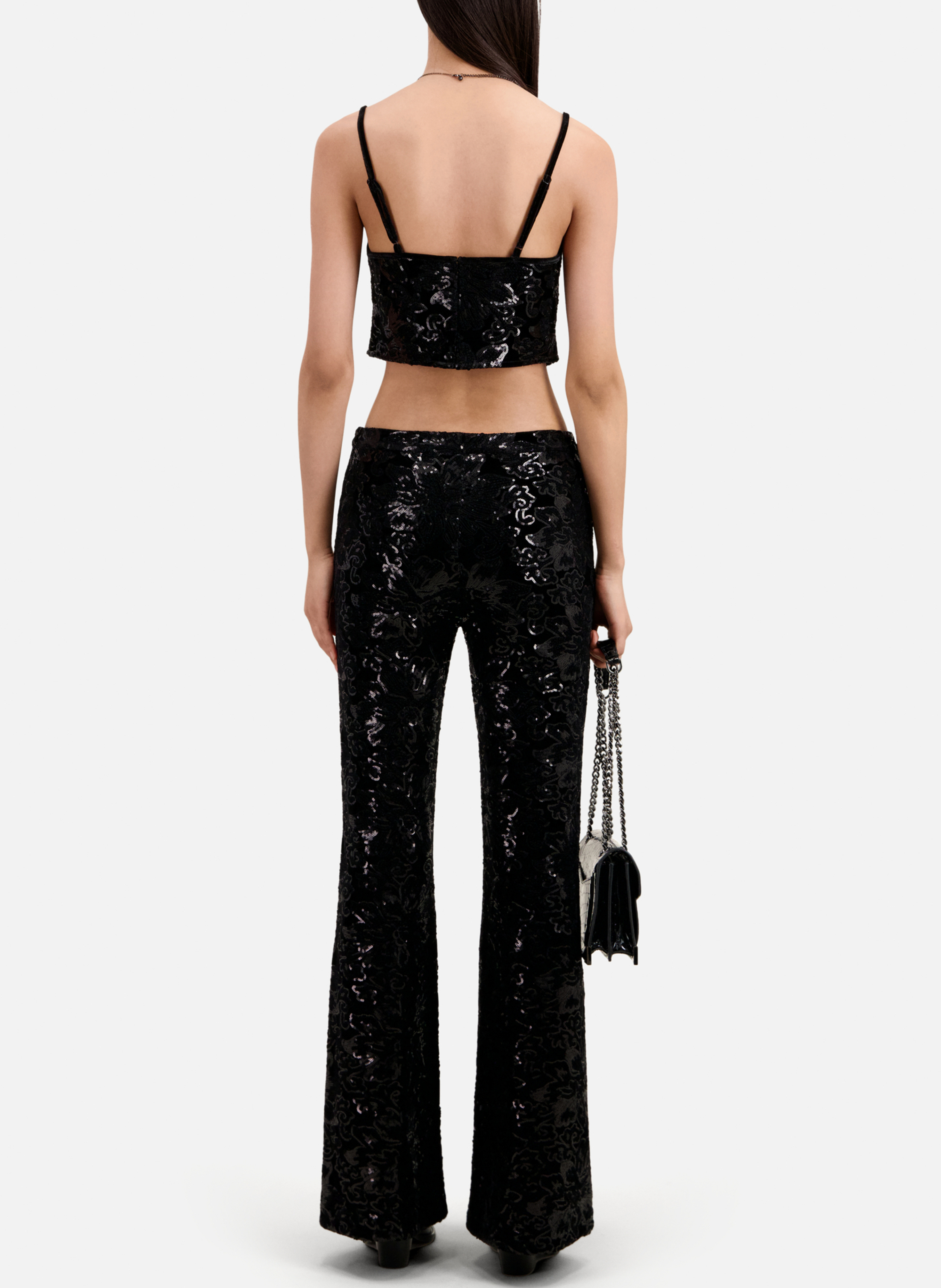 Pantalon flare taille haute brodé THE KOOPLES Noir