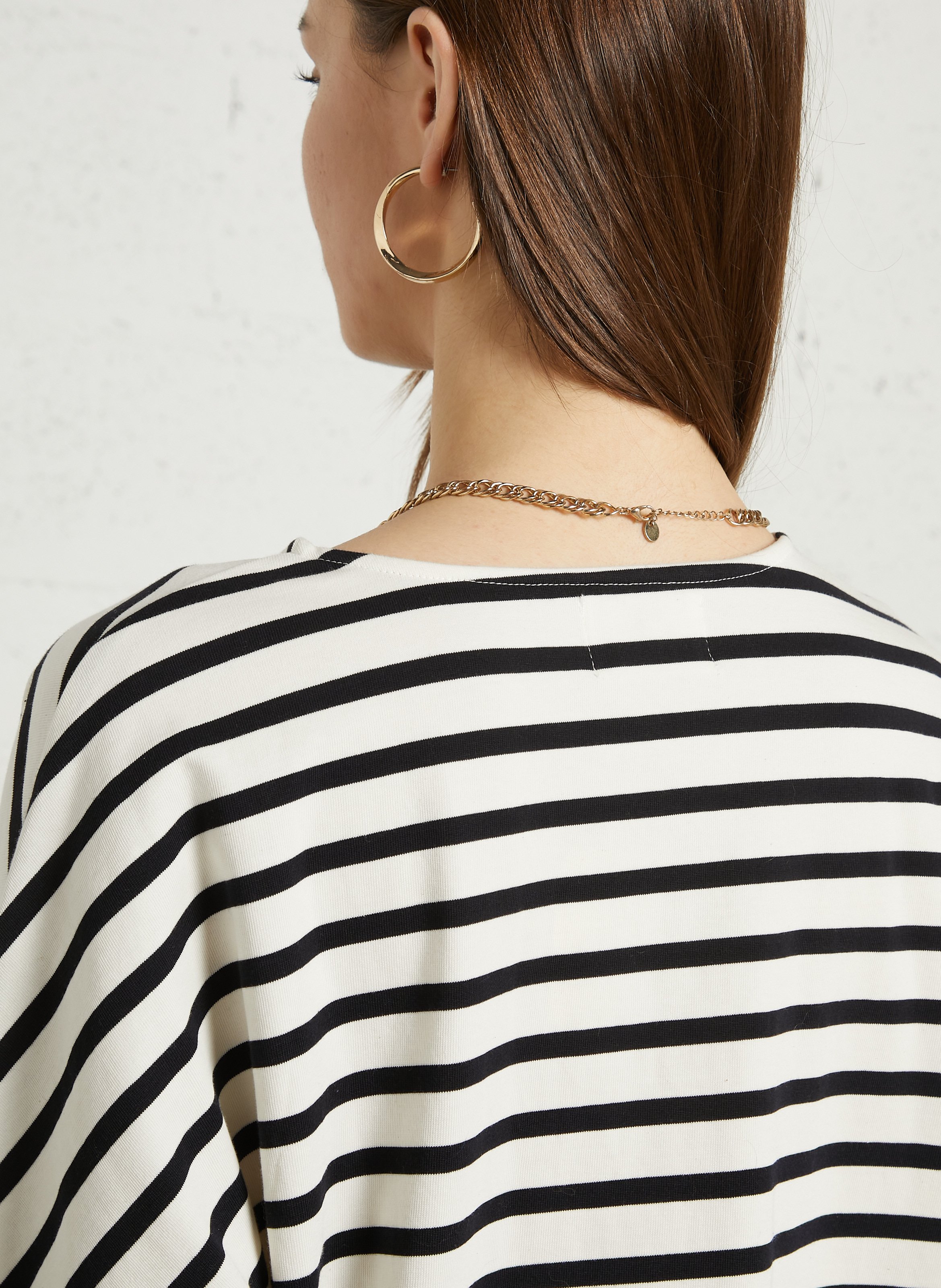 Tee-shirt ample à rayures DES PETITS HAUTS Noir