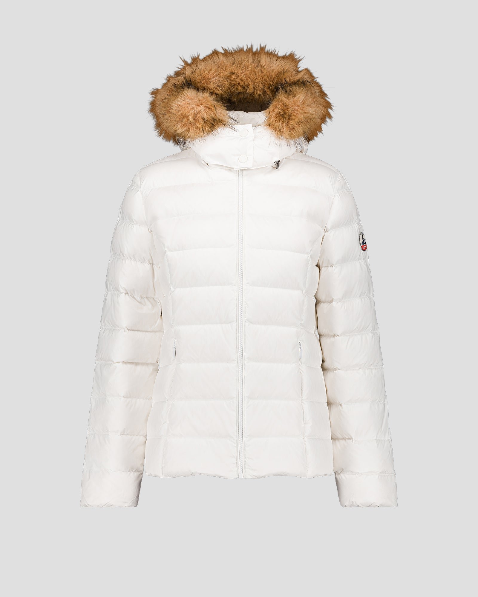 Luxury cold weather hooded puffer coat JOTT White