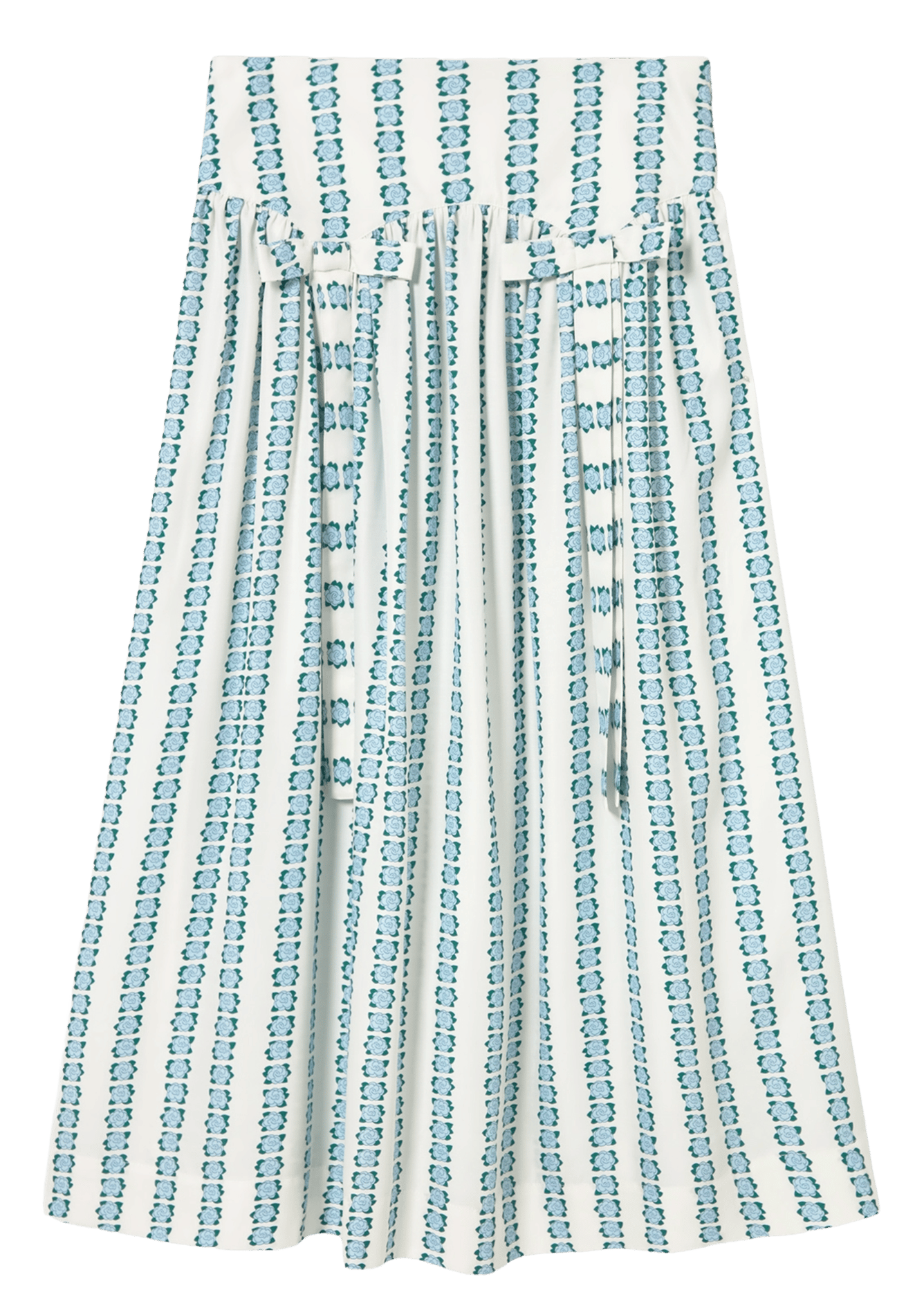 Jupe midi évasée imprimé fleuri THE TINY BIG SISTER Blanc