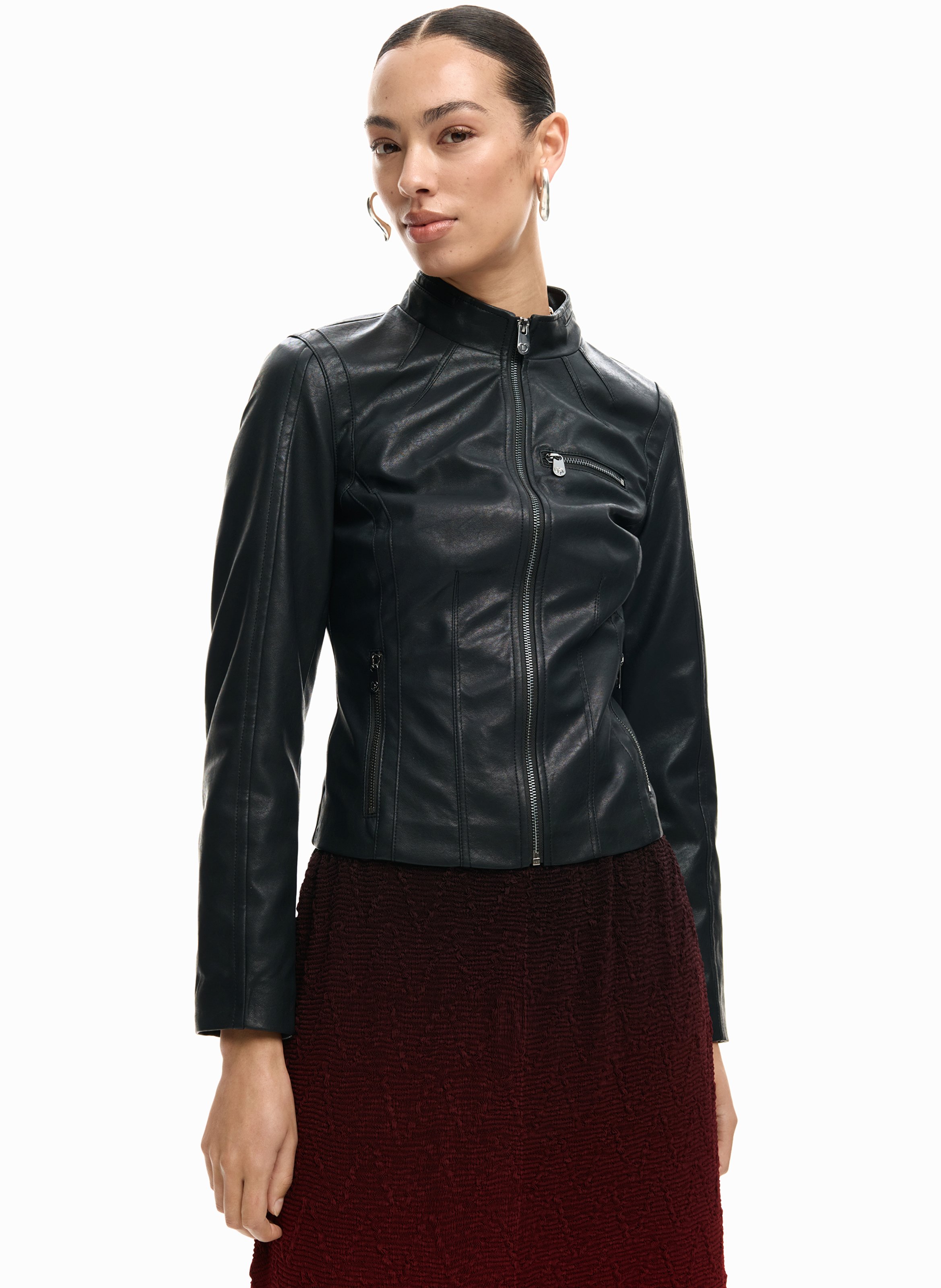 Veste col rond effet cuir DESIGUAL Noir