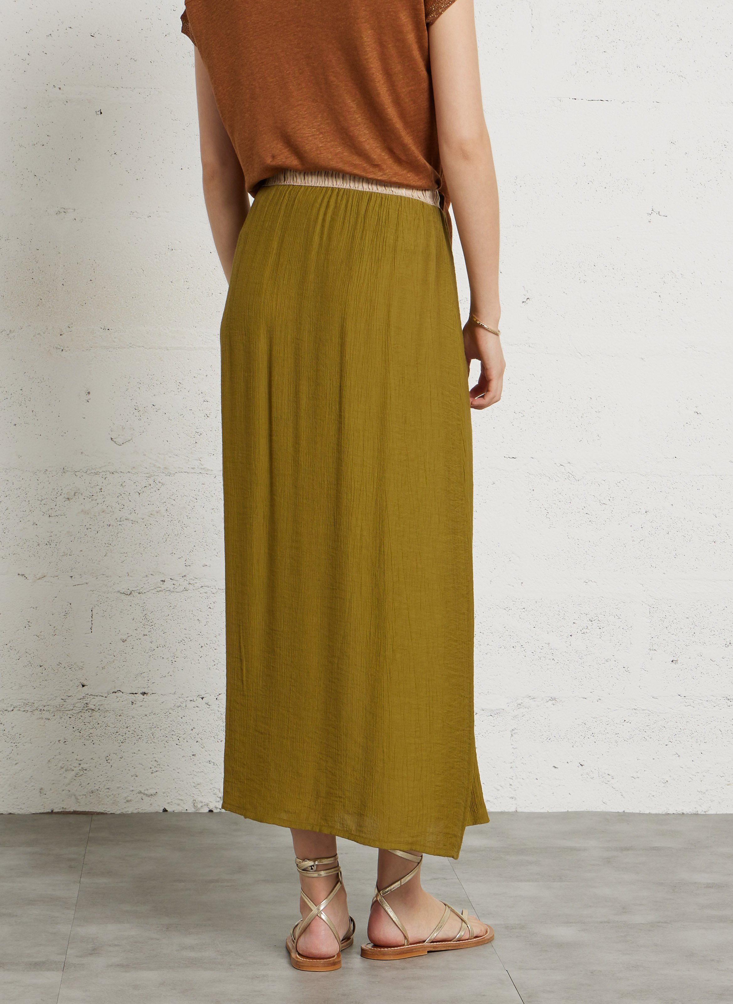 Langer plissierter Hochbundrock HARTFORD Grun