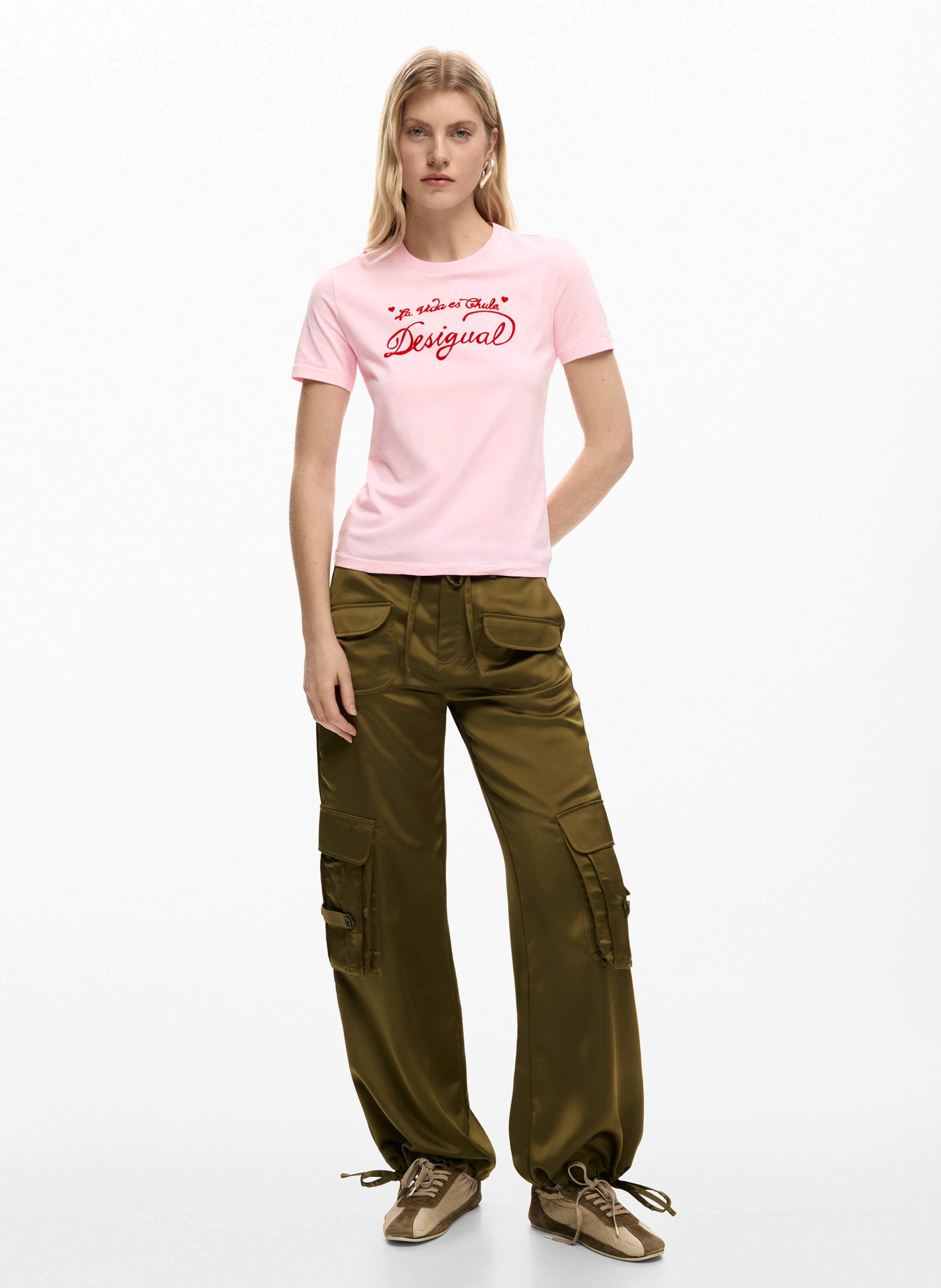 Camiseta recta estampada al frente DESIGUAL Rojo