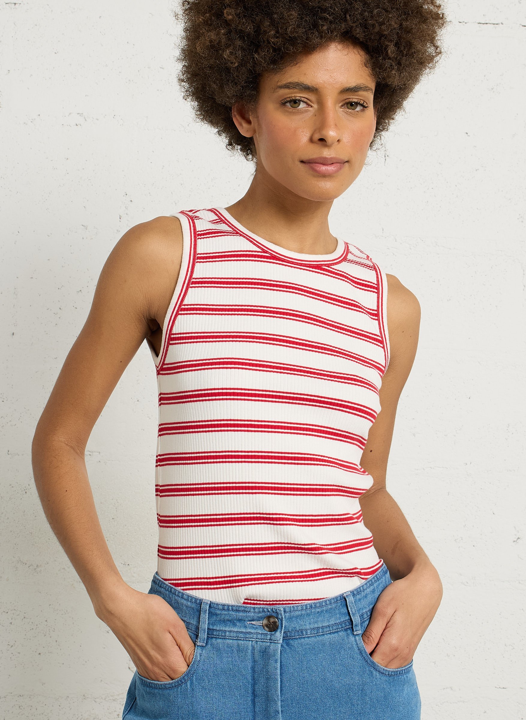 Débardeur co l rond à rayures HARTFORD Multicolore