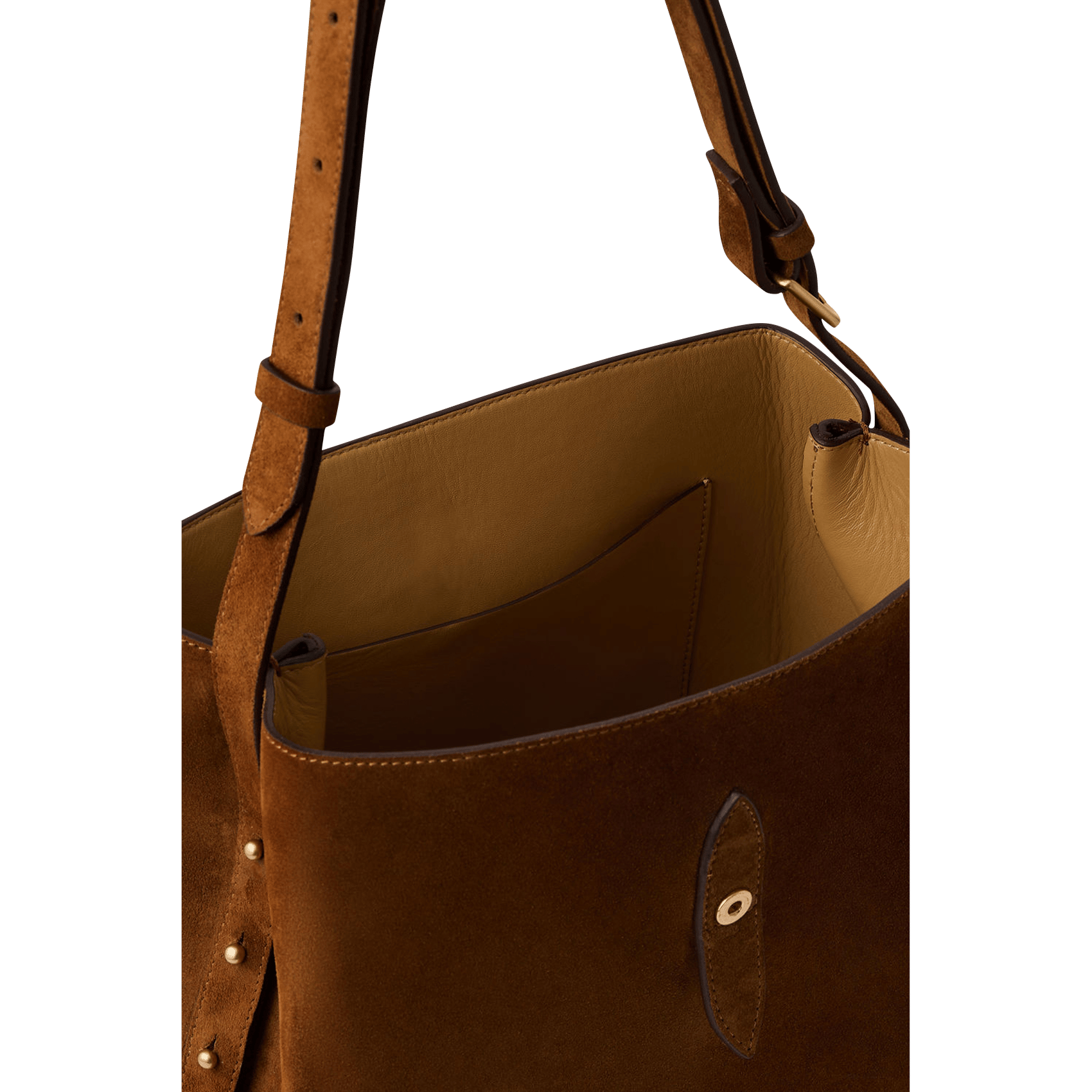 Sac à rabat monogramme en suède SOEUR Marron