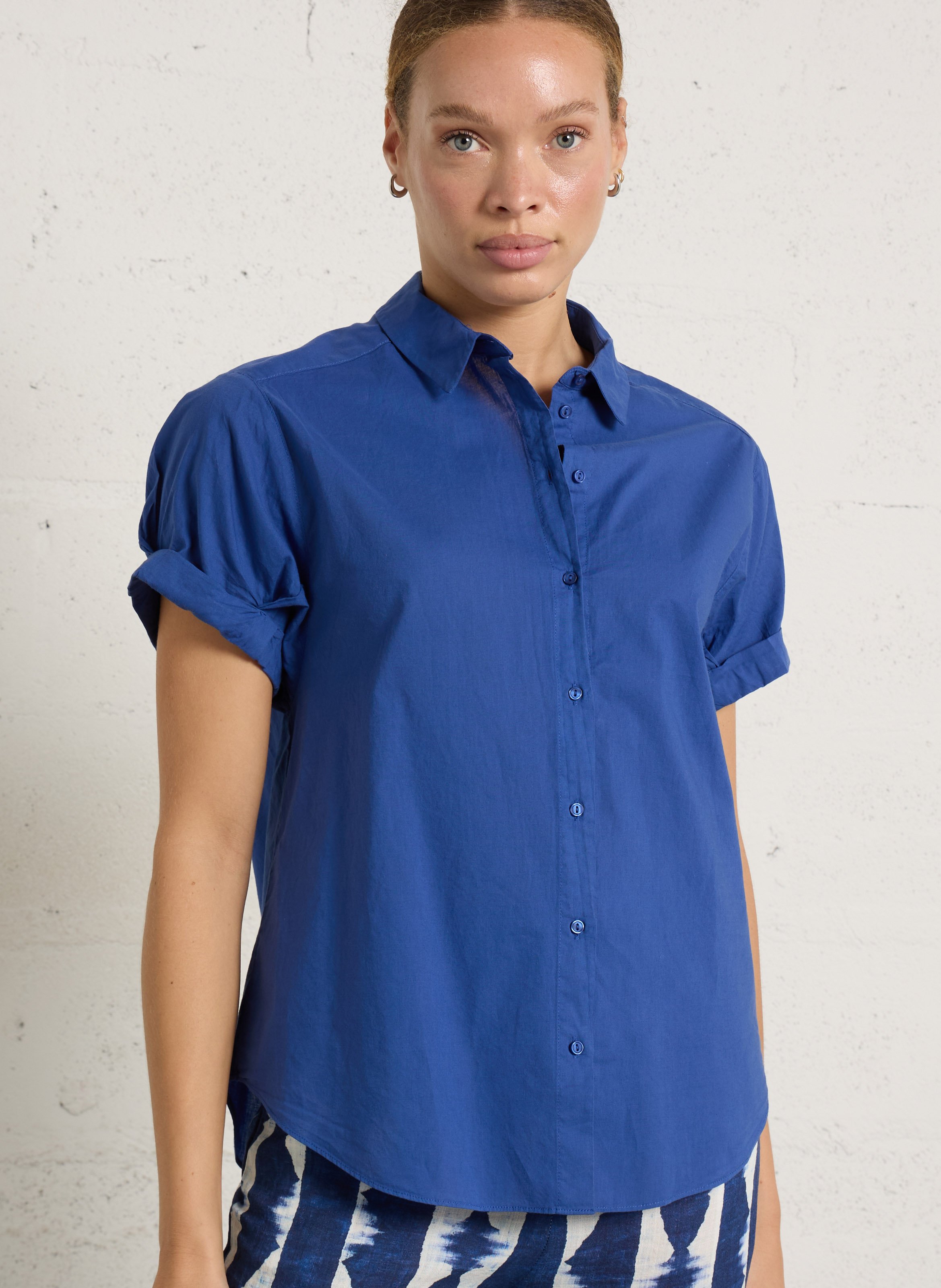 Chemise col classique manches contrastantes en coton SUD EXPRESS