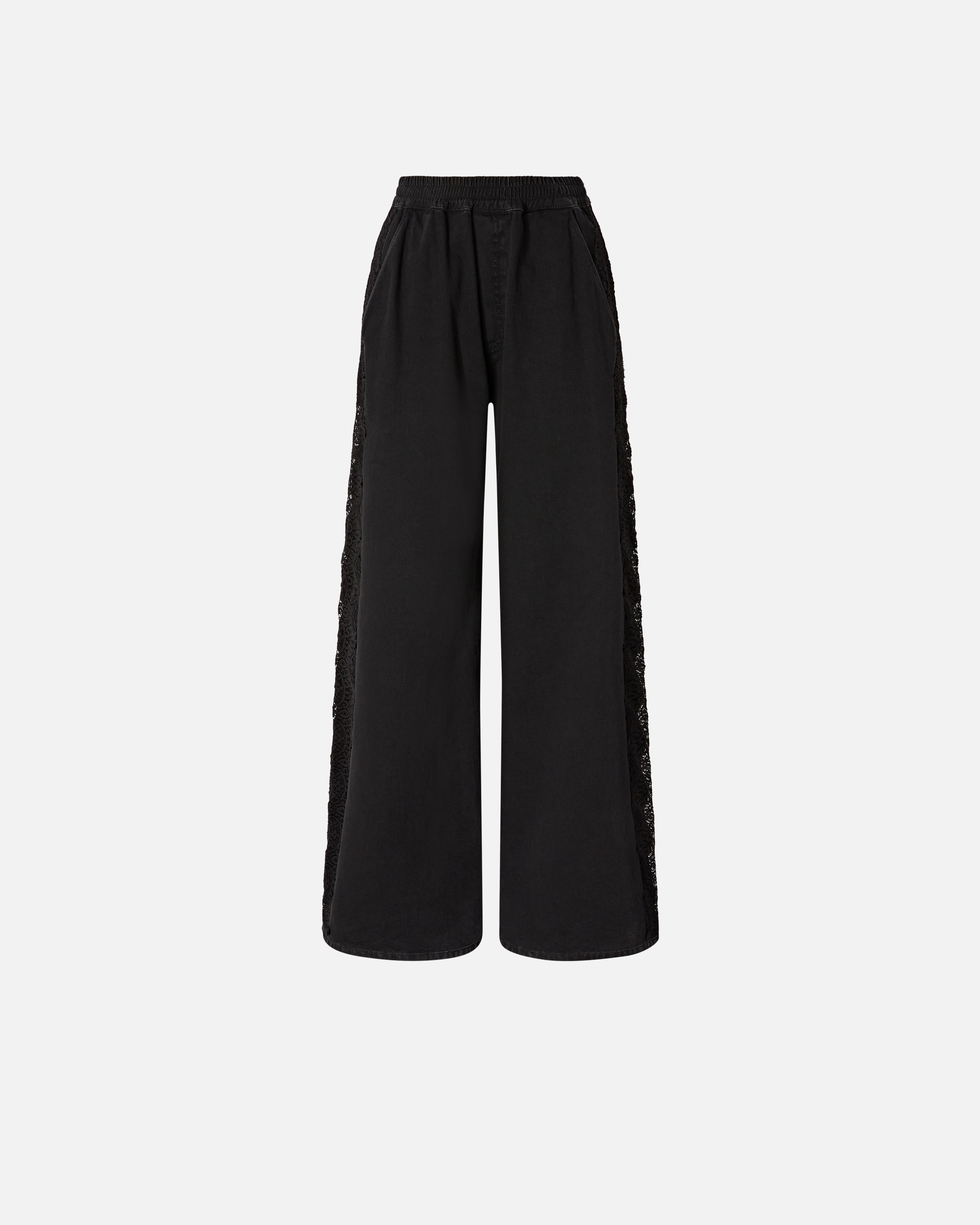 Pantalon en denim avec bande latérale en dentelle PINKO Noir