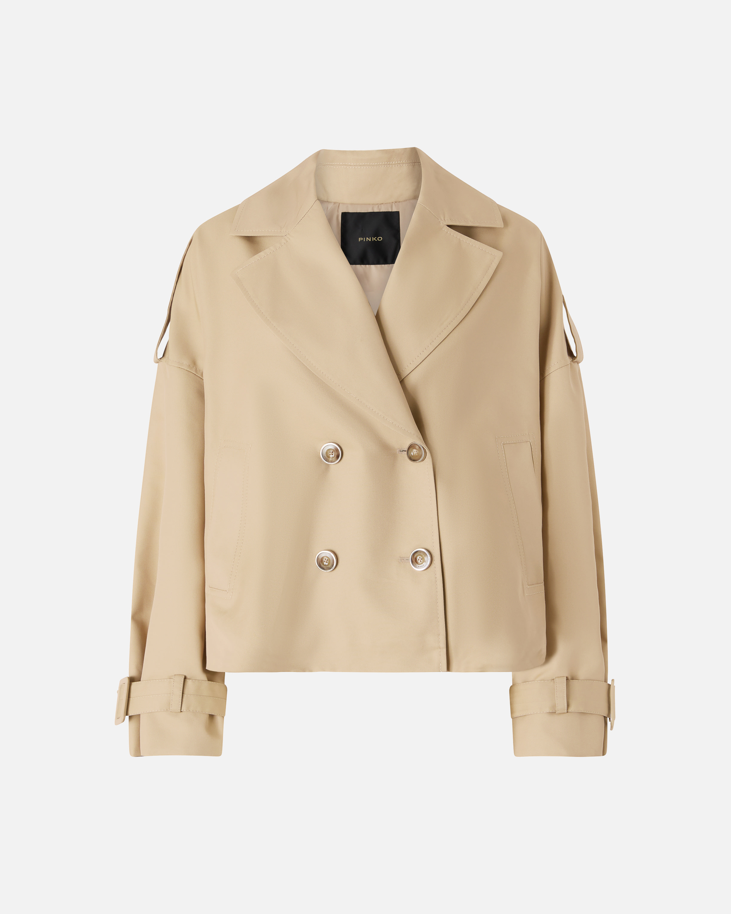 Short double-breasted trench coat PINKO Beige