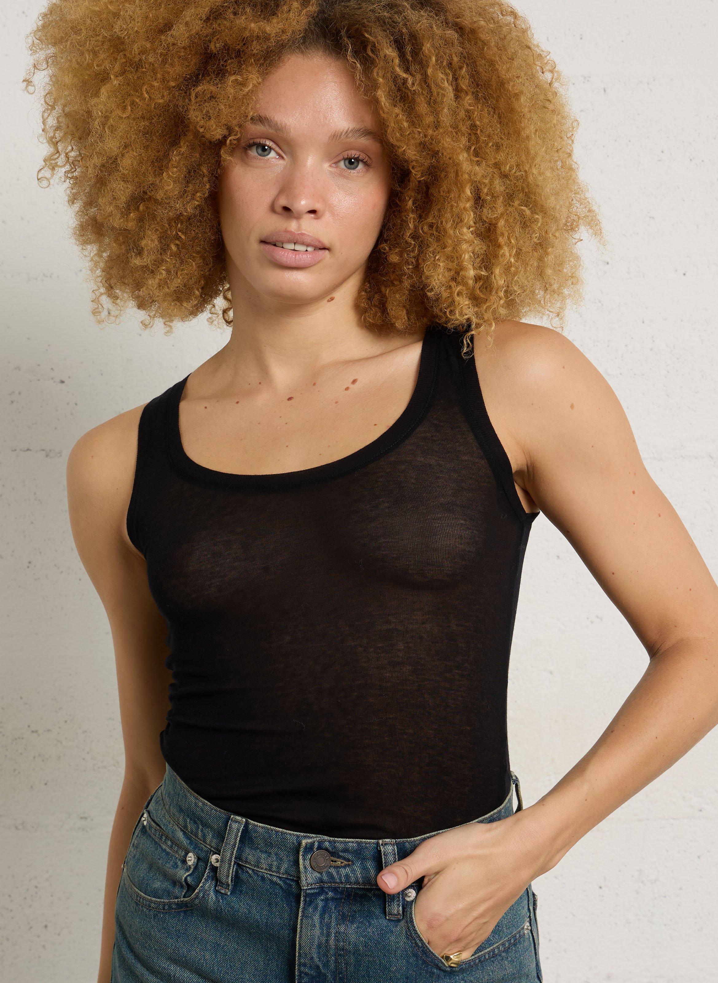 Round-neck cotton tank top AMERICAN VINTAGE Black