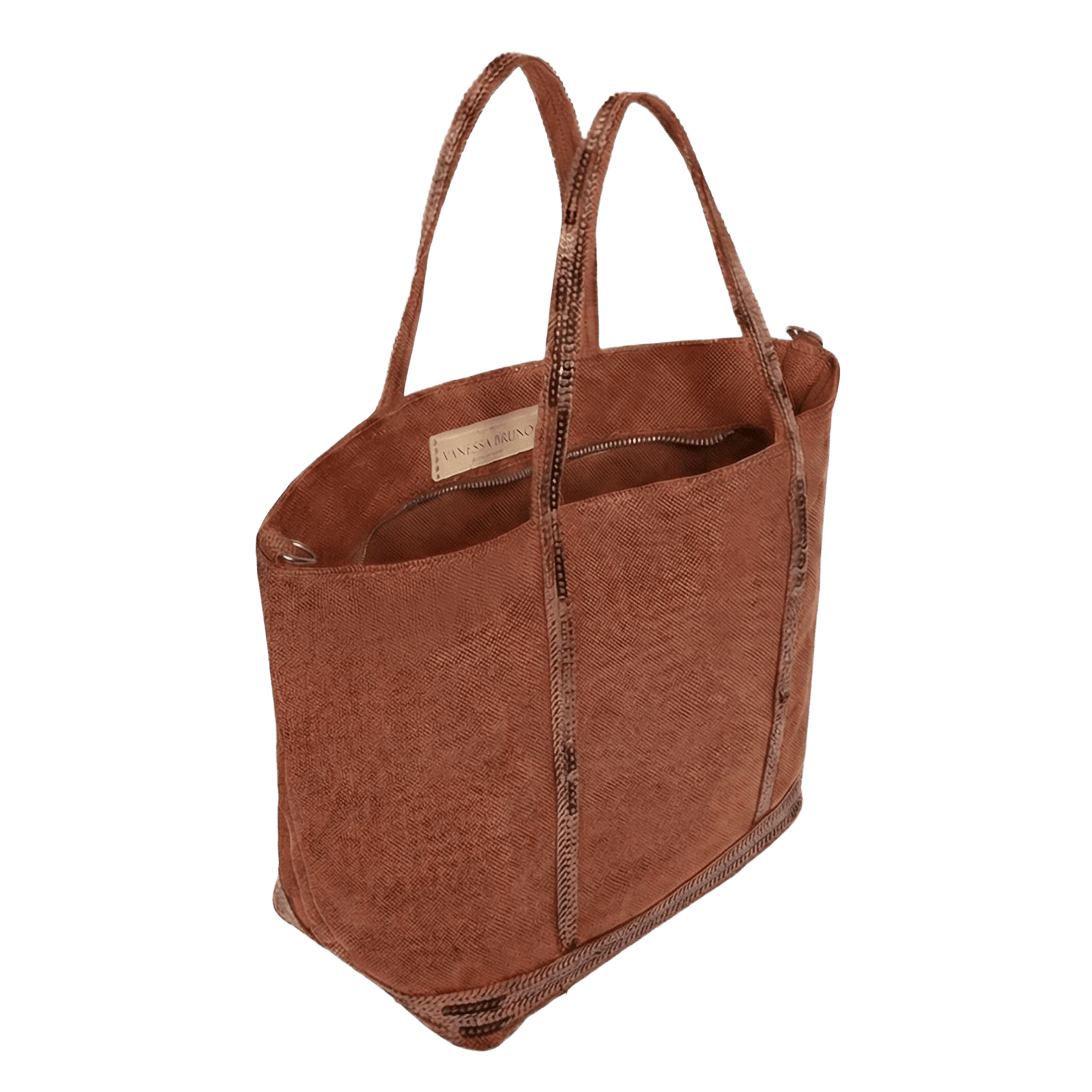 Kleiner Leinen-Shopper mit Pailletten VANESSA BRUNO Orange