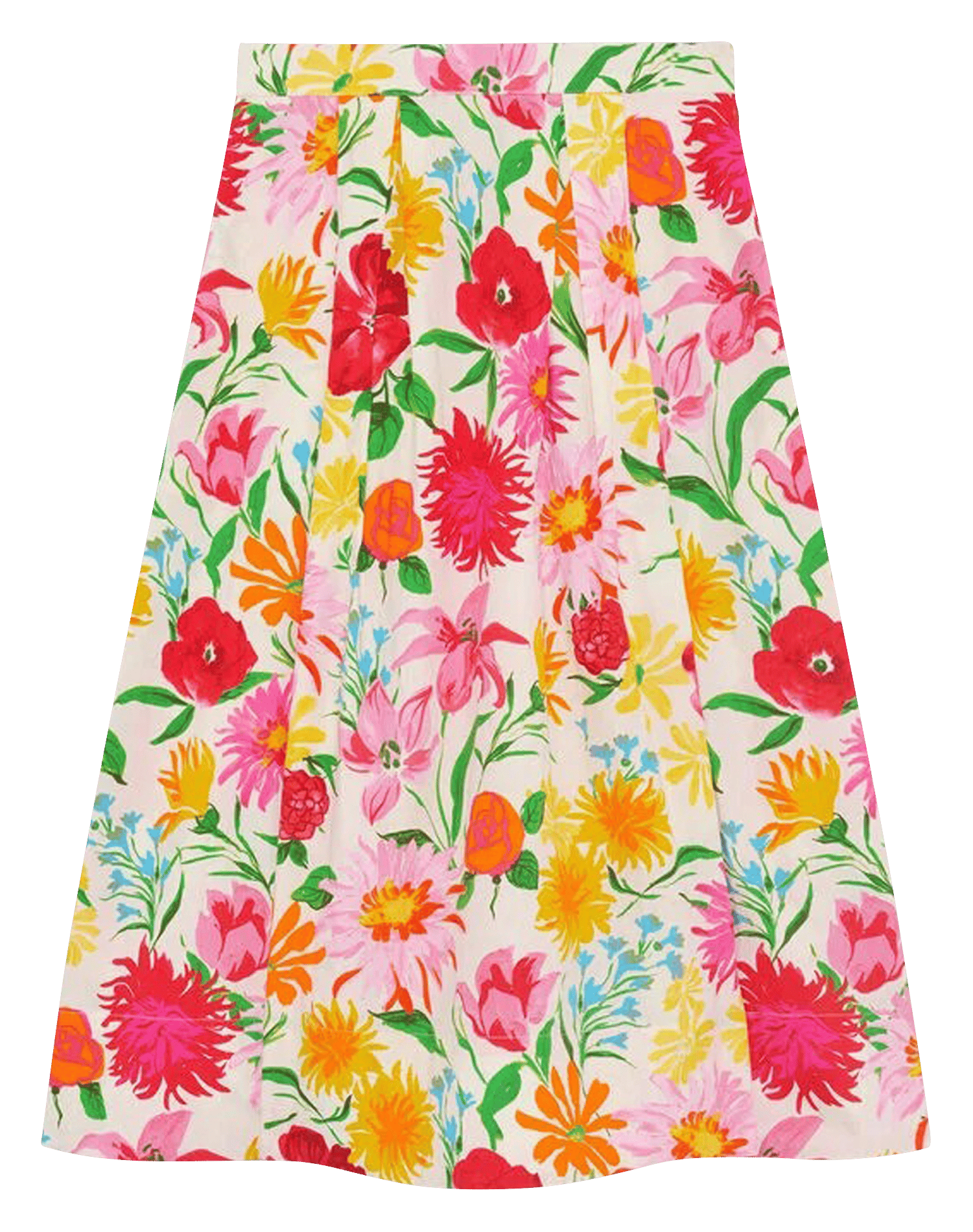 Flared cotton midi skirt CAROLL Beige