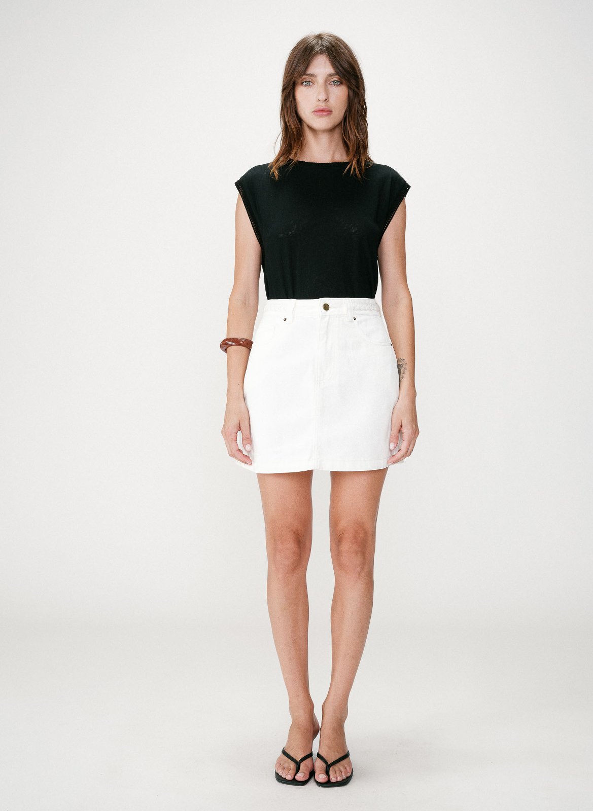 Korte, katoenen spijkerrok GRACE ET MILA Wit