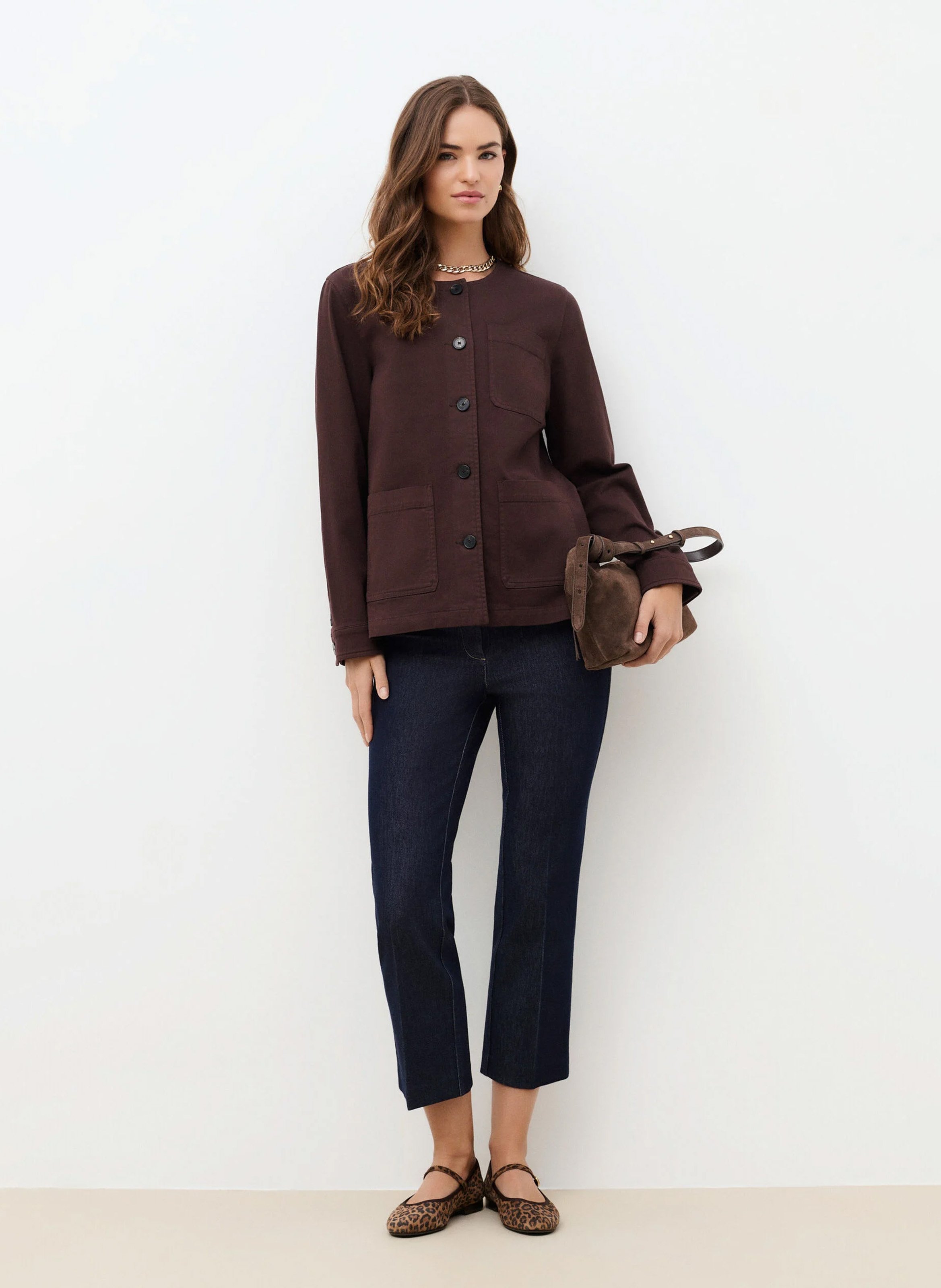 Gerade geschnittene Jacke aus Baumwoll-Mix CAROLL Braun