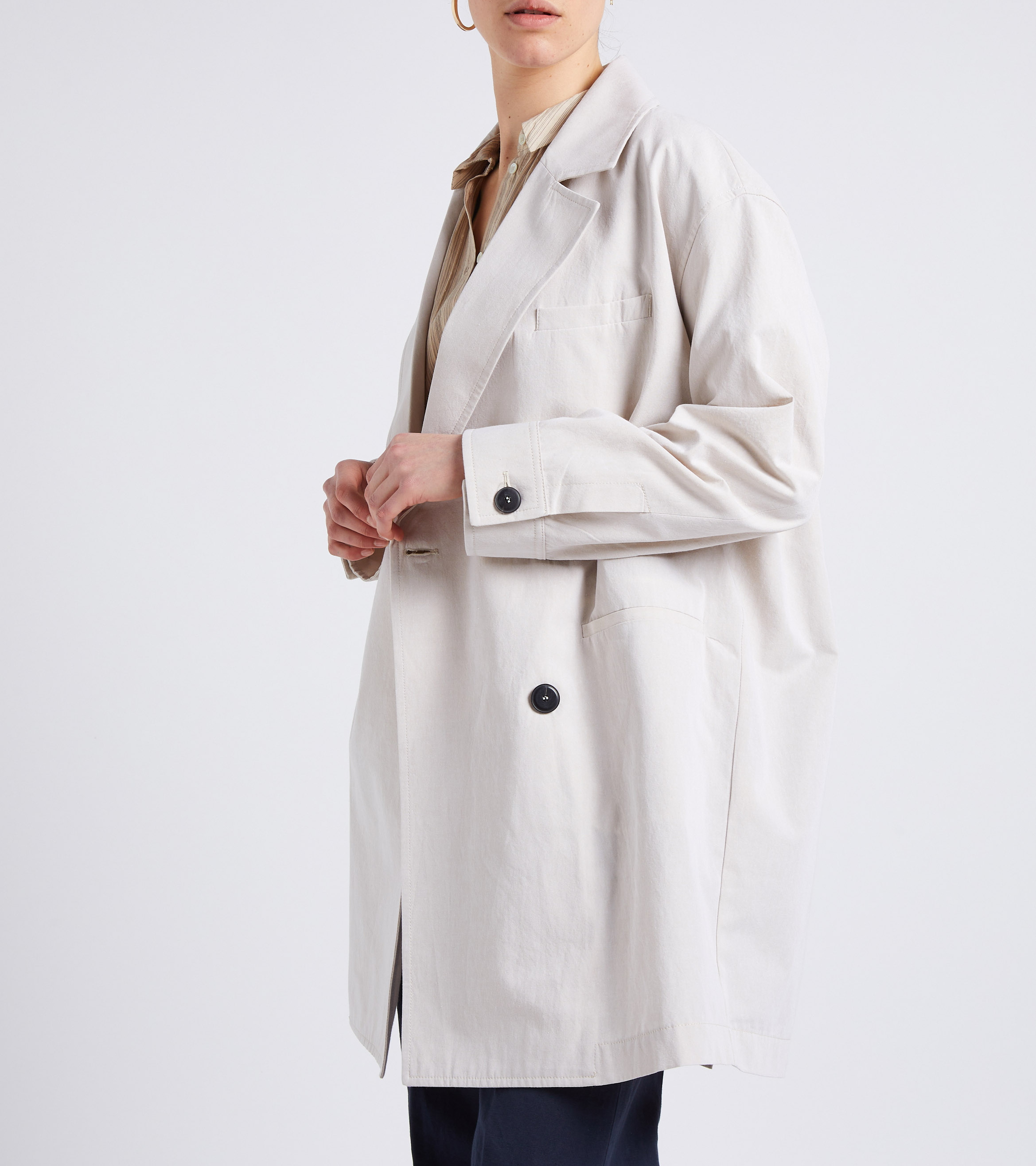 Oversize-Mantel aus Baumwoll-Mix mit Reverskragen POMANDERE Weiss