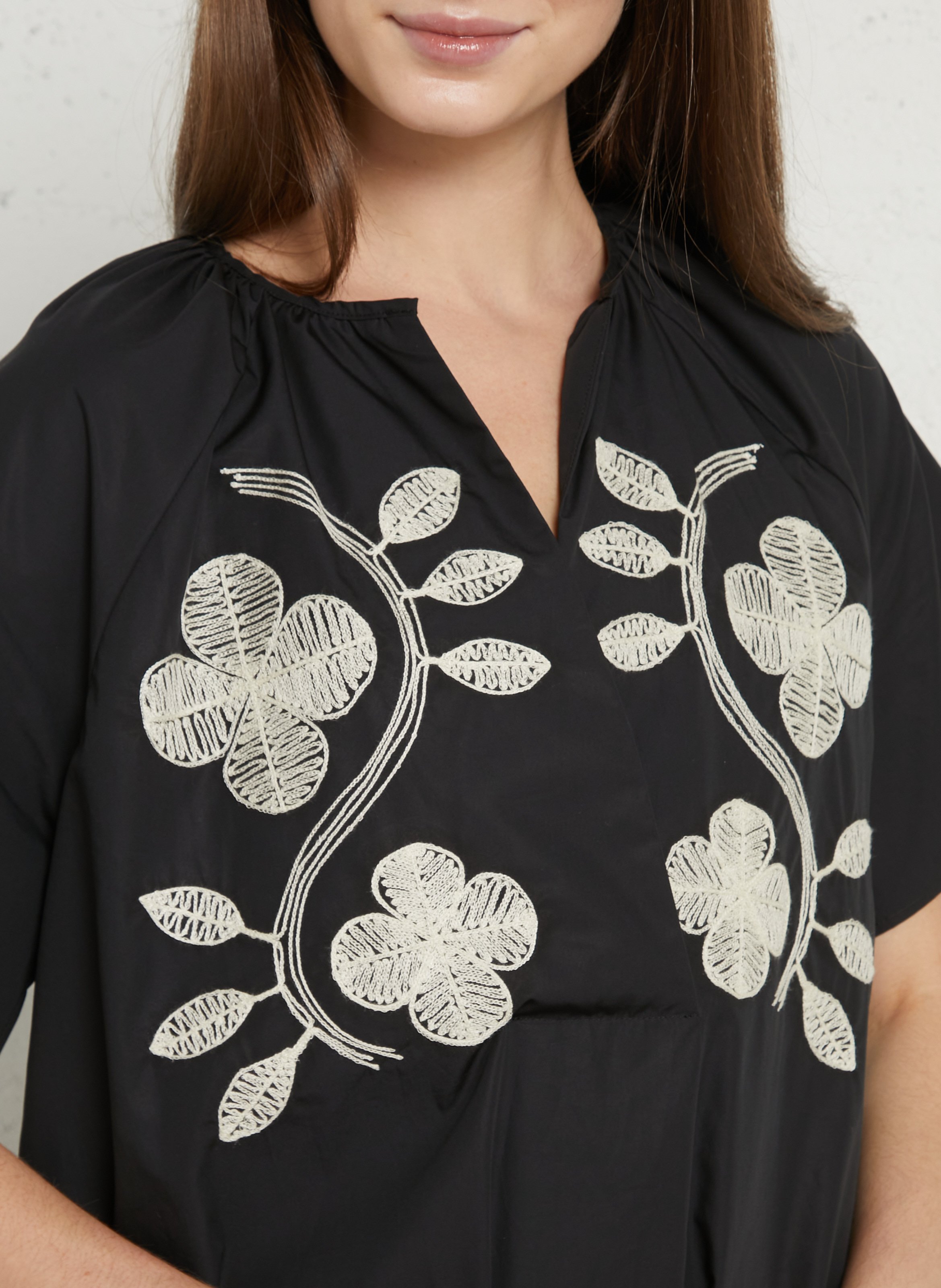 Robe longue en coton brodé TINSELS Noir
