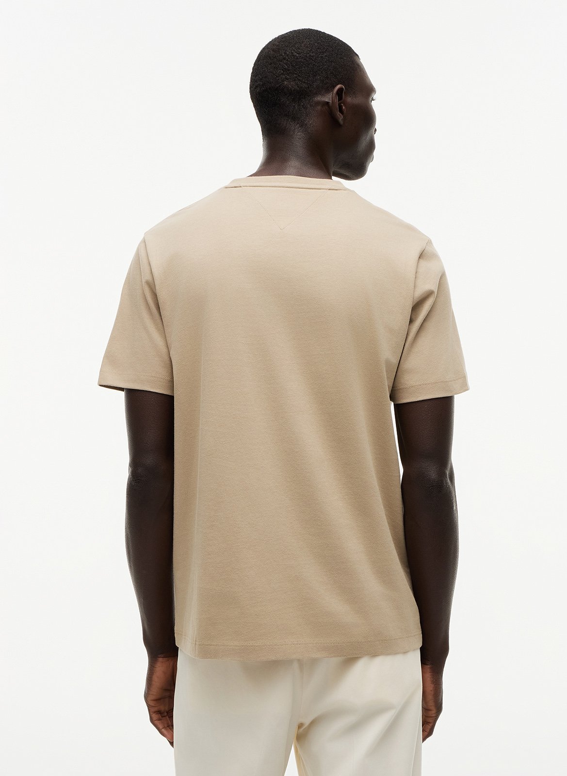 T-shirt met V-hals in effen katoen Beige