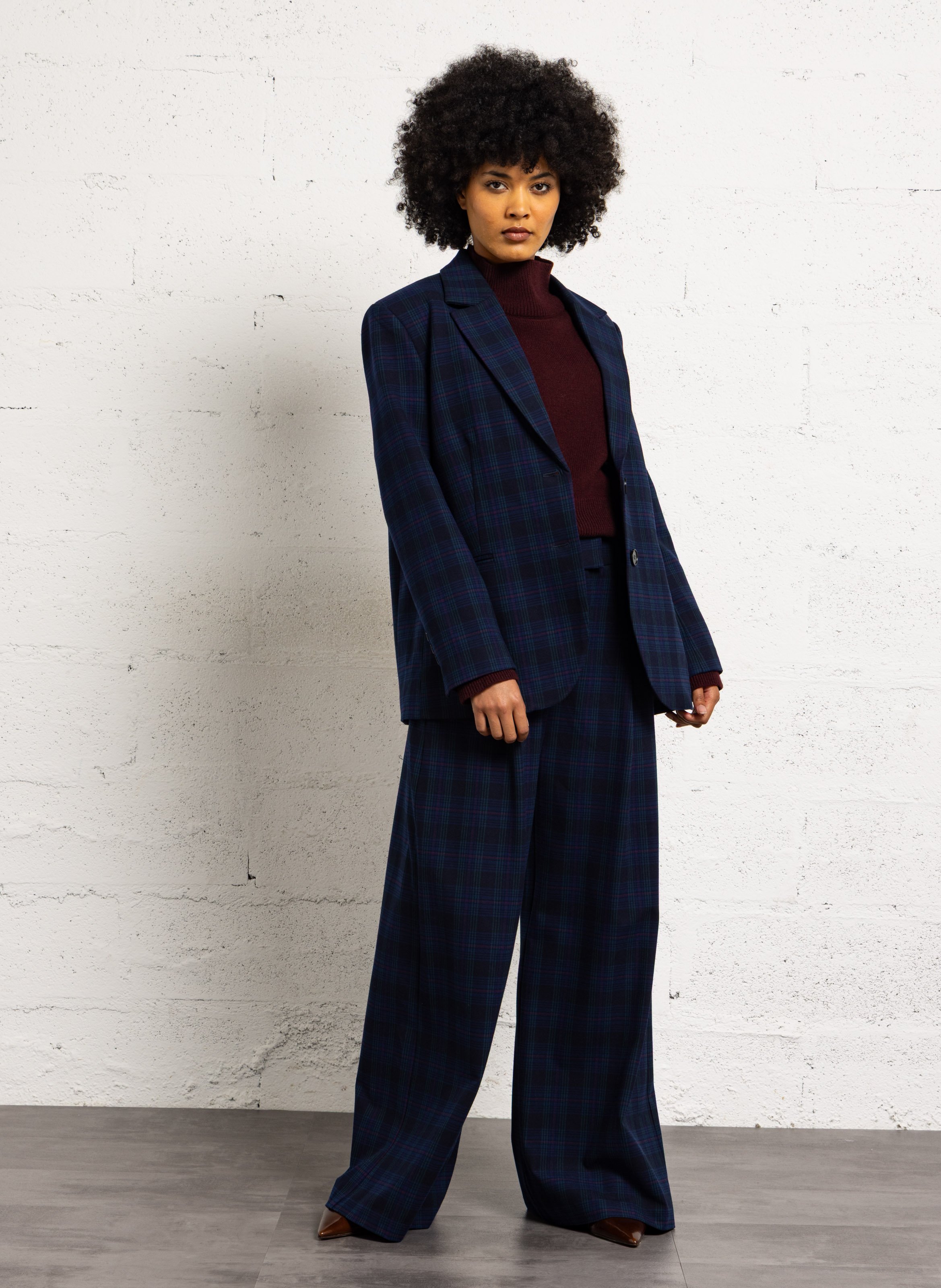 Straight check tailored jacket SUNCOO Blue
