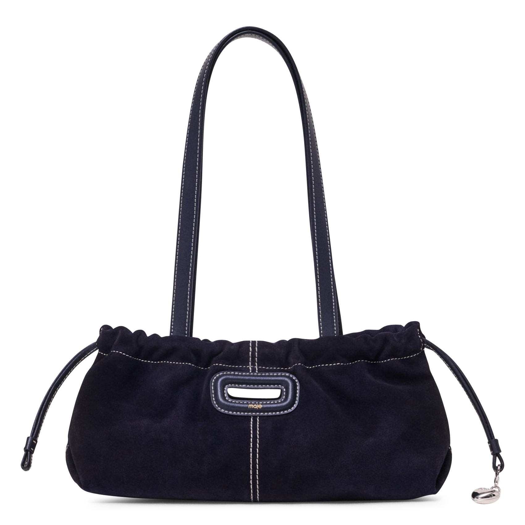 Sac porté épaule en cuir MAJE Bleu