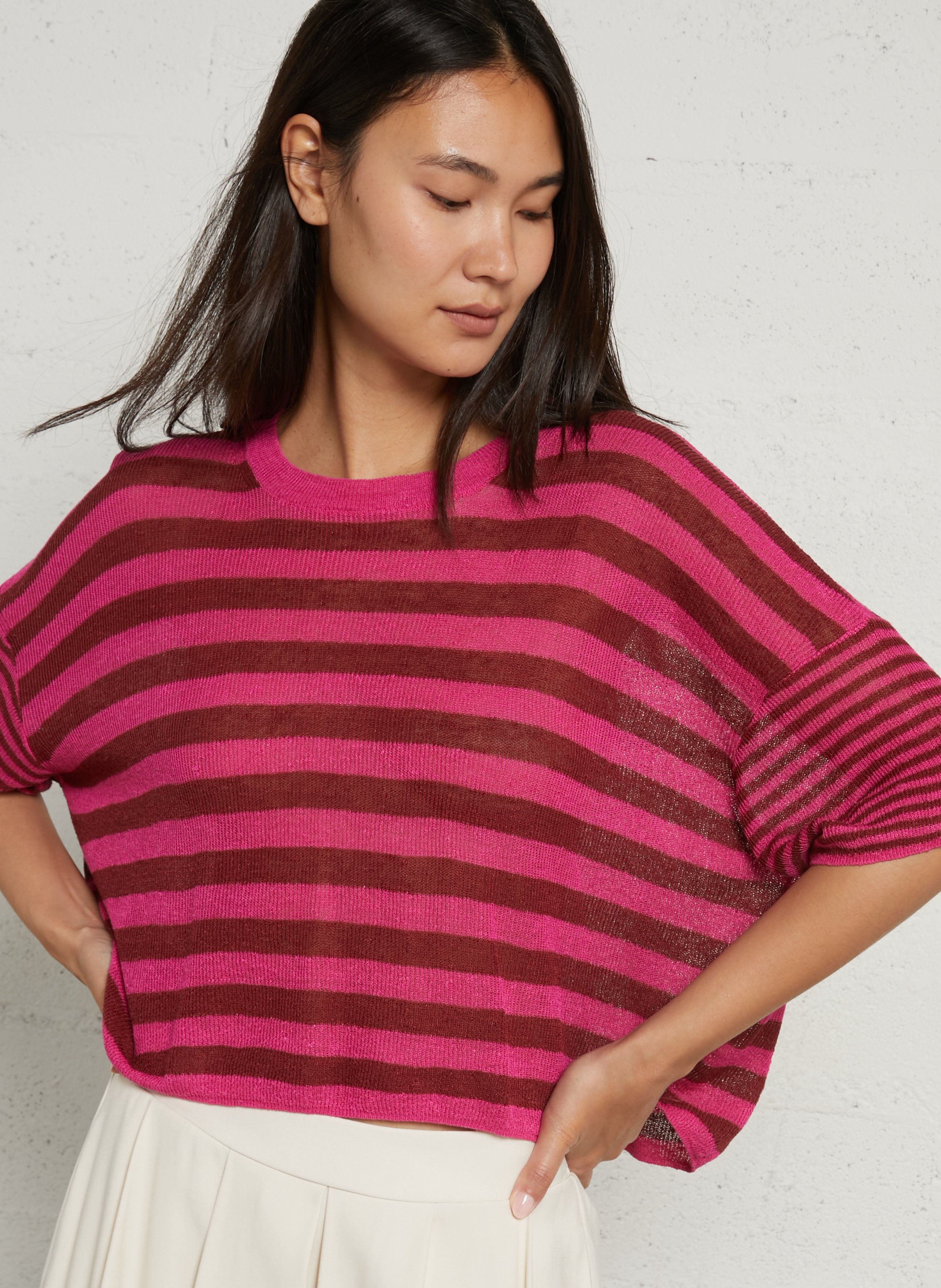 Pull ample rayé en lin mélangé AMERICAN VINTAGE