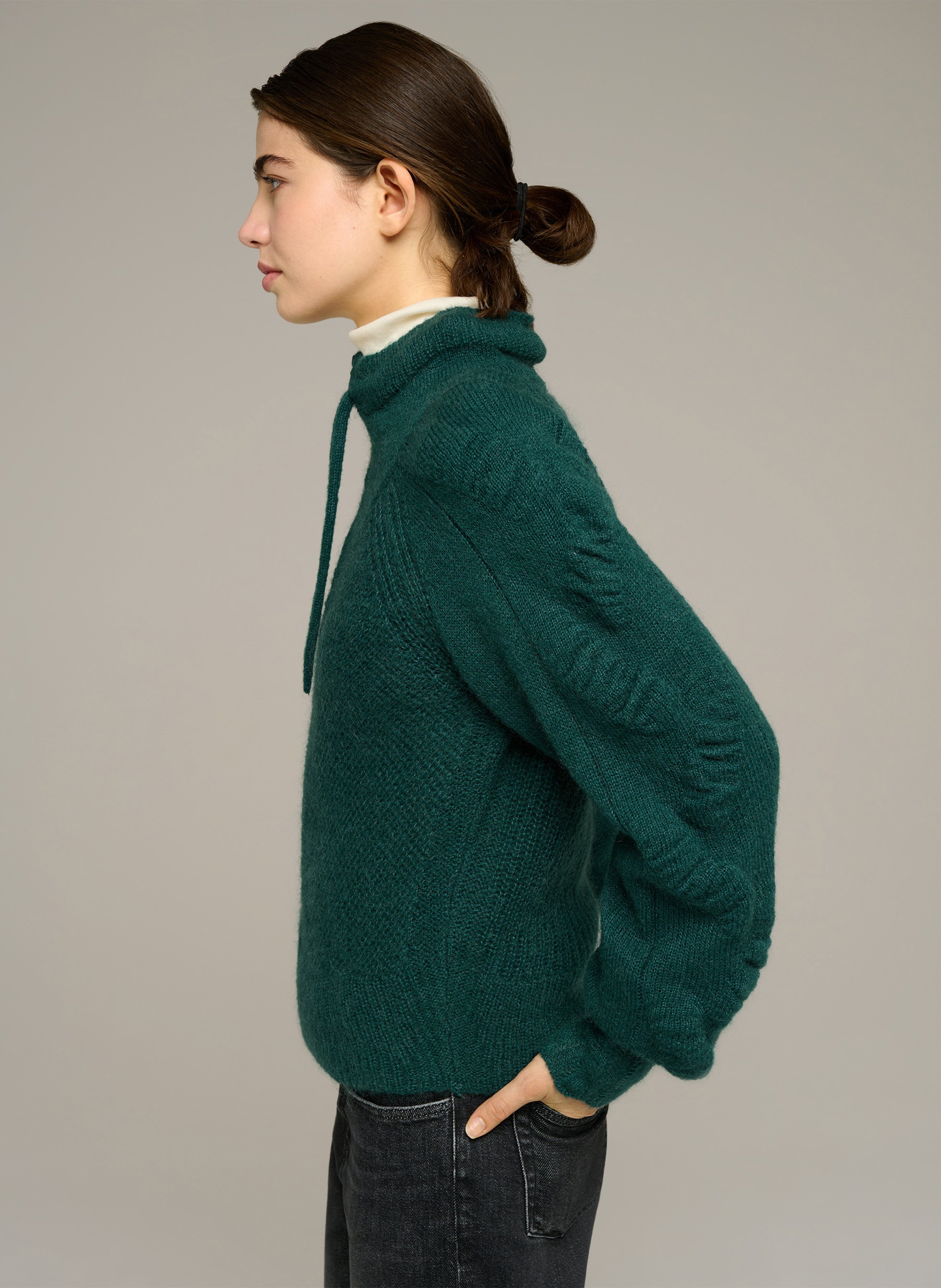 Gerade geschnittene Strickjacke mit Reißverschluss aus Wollmischung COTELAC Grun