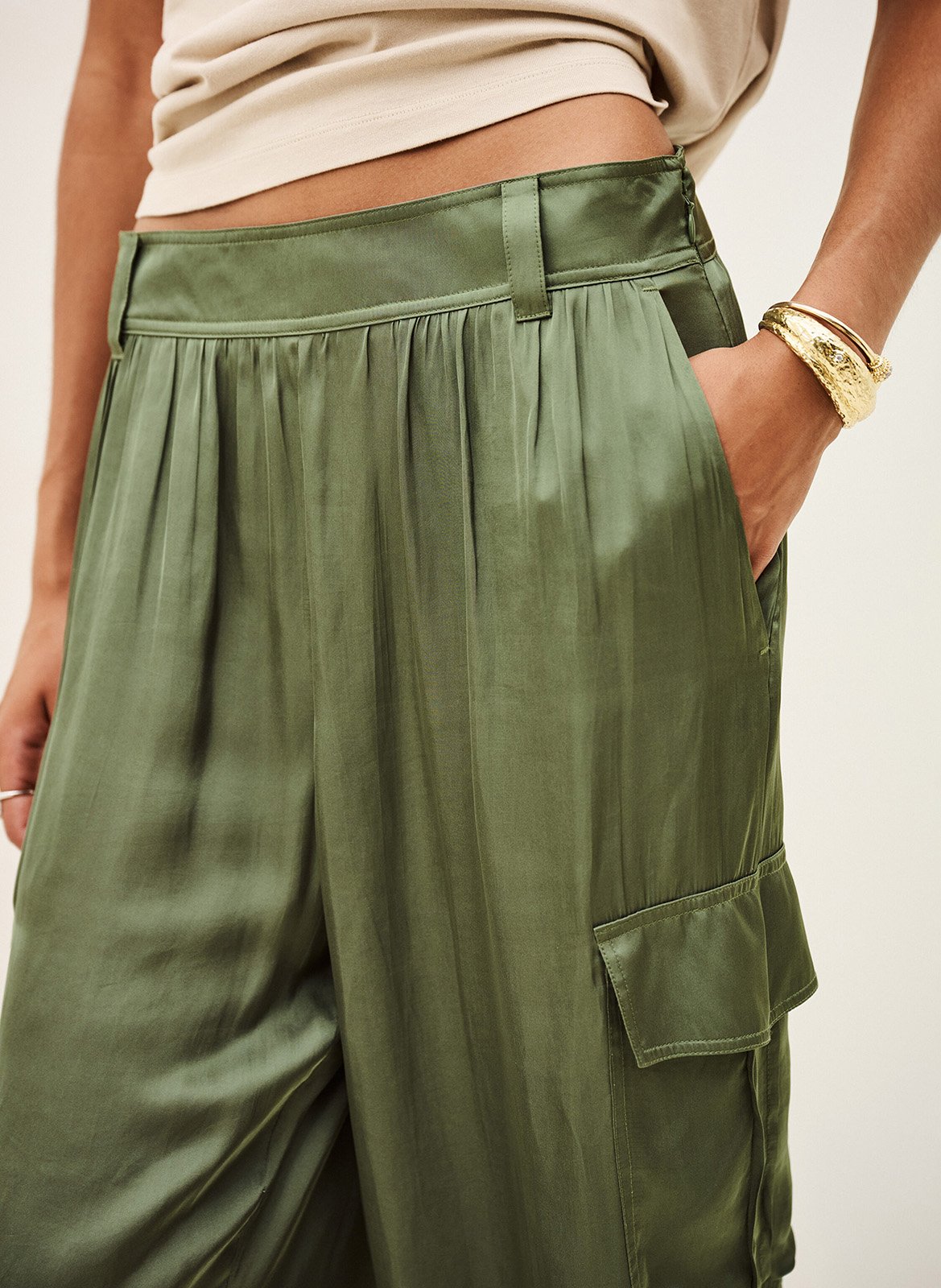 Pantalon large cargo plissé BA&SH Kaki
