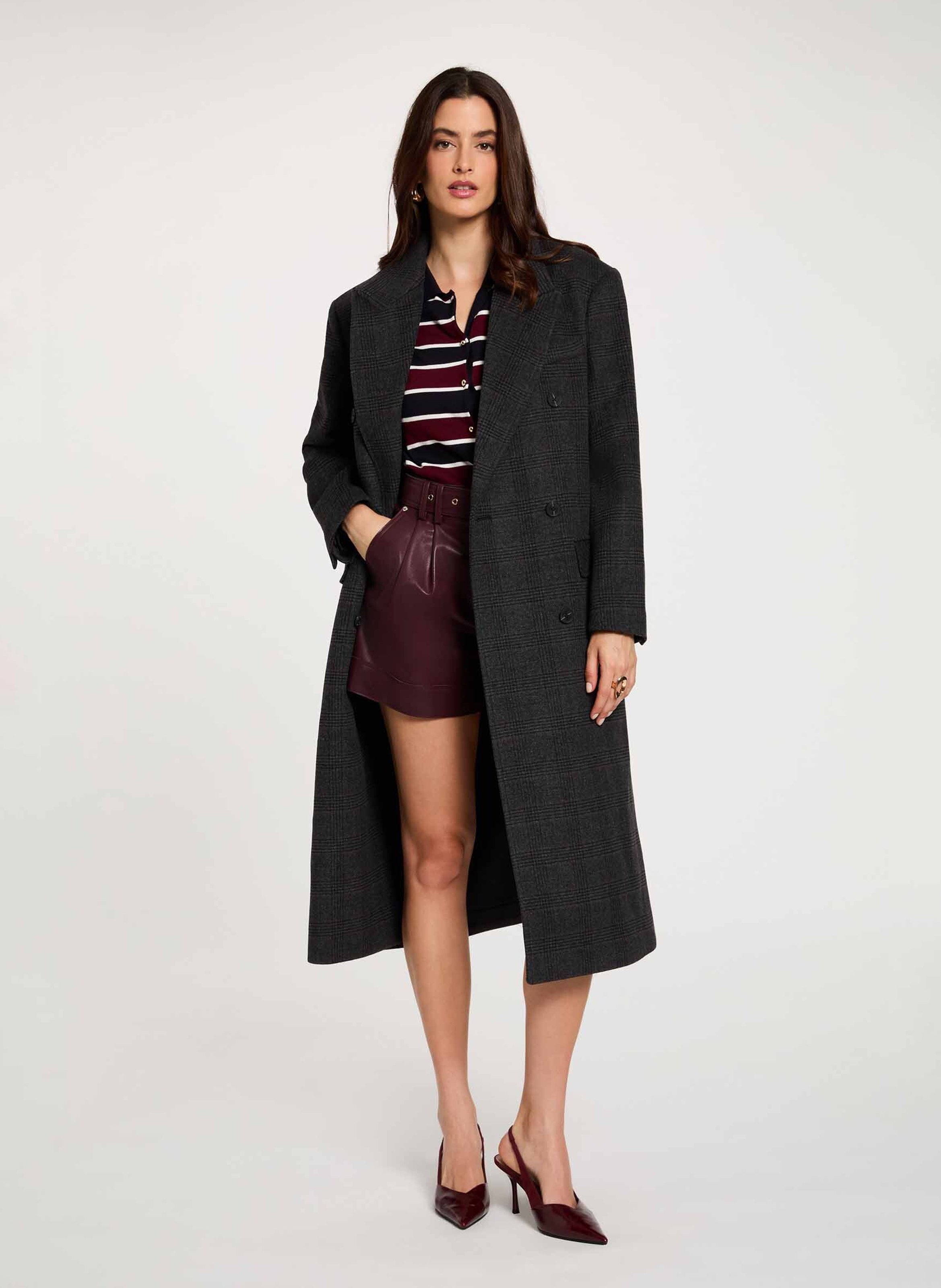 Long buttoned coat with patterns MORGAN Multicolored