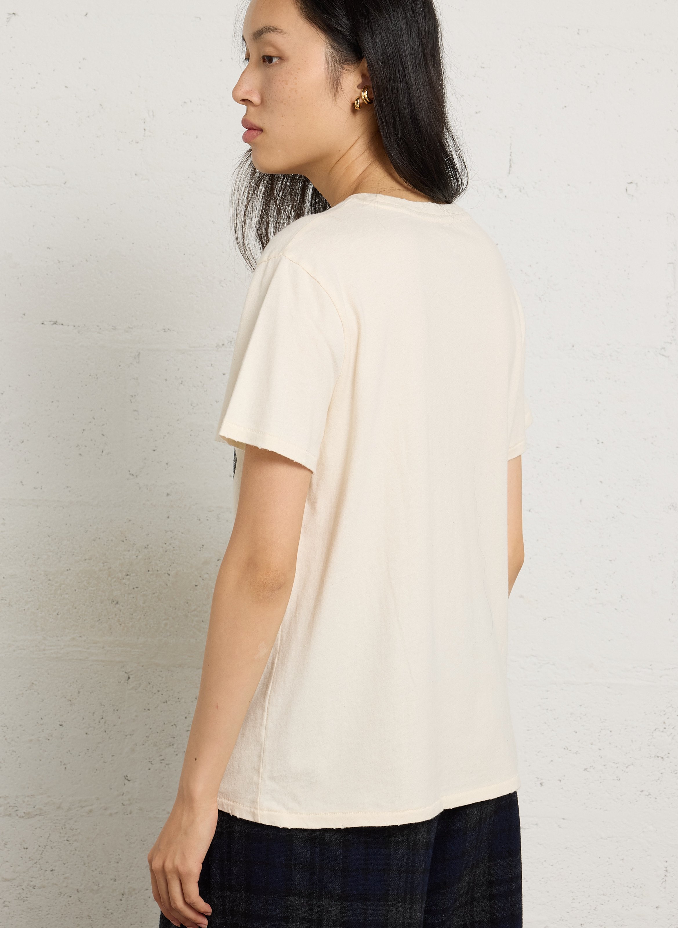 T-shirt droit à détails badges en coton NEWTONE Beige