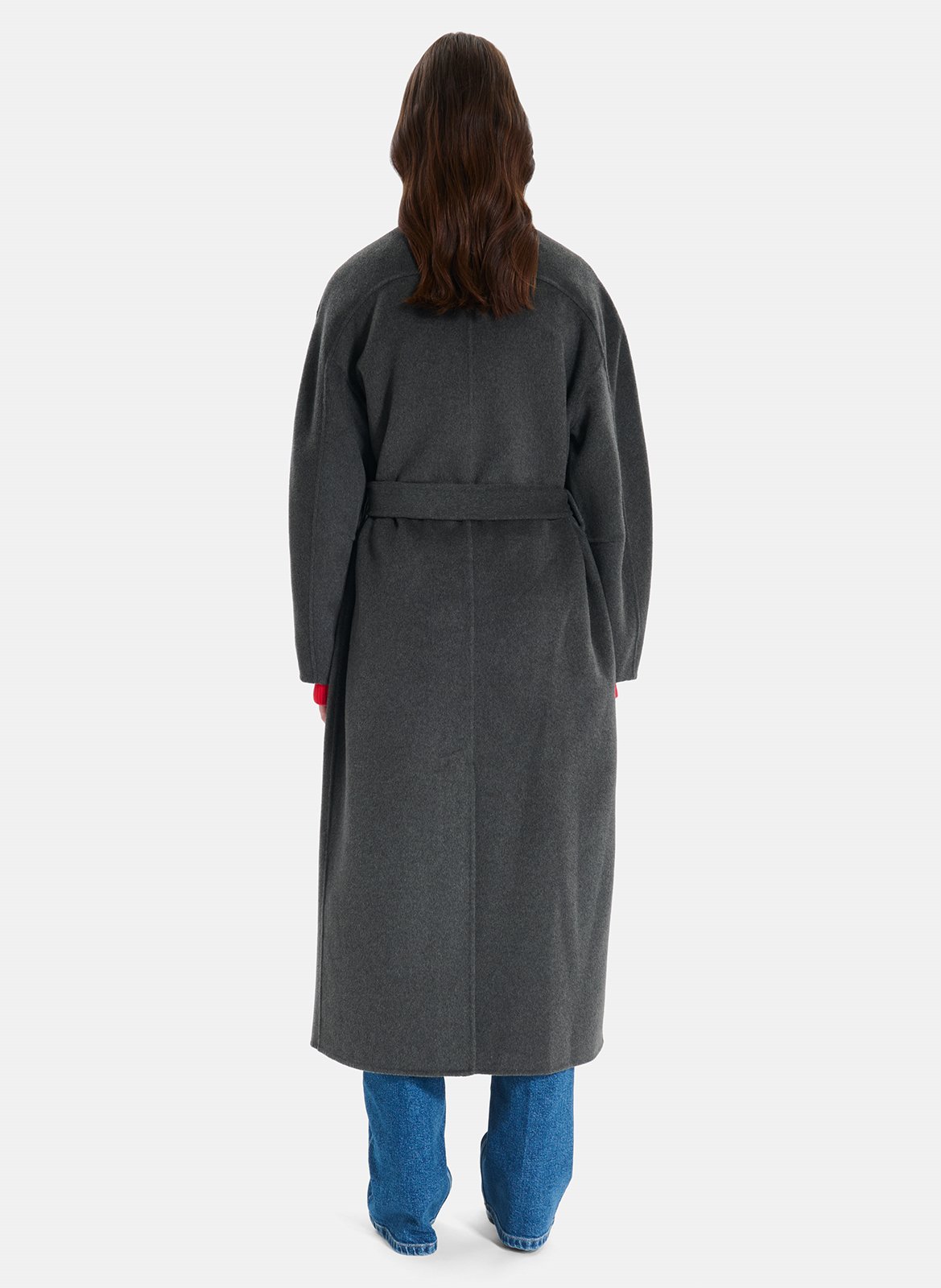Wool-blend long belted coat ZAPA Grey