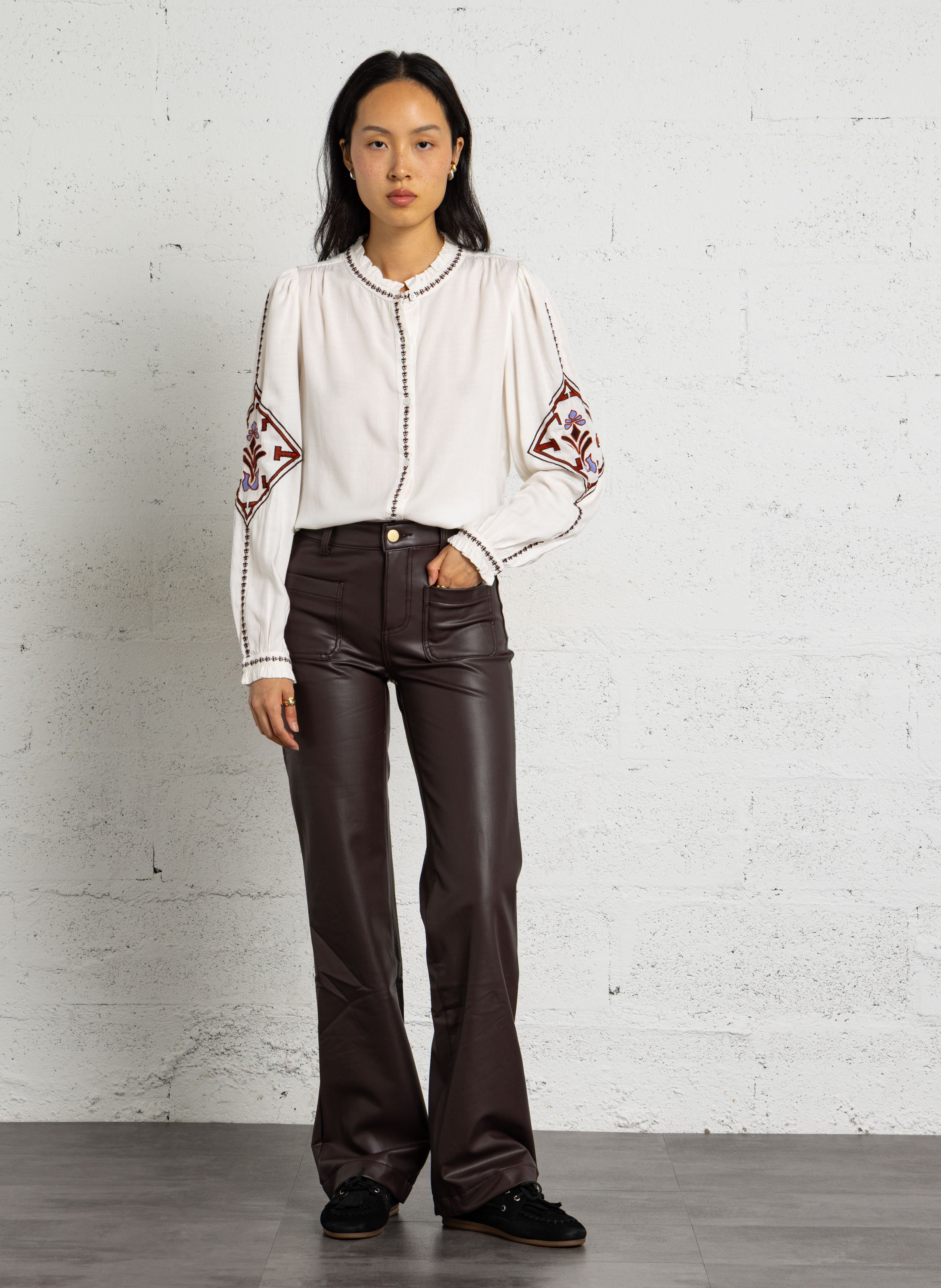 Leather-effect straight-leg pants LA PETITE ETOILE Brown