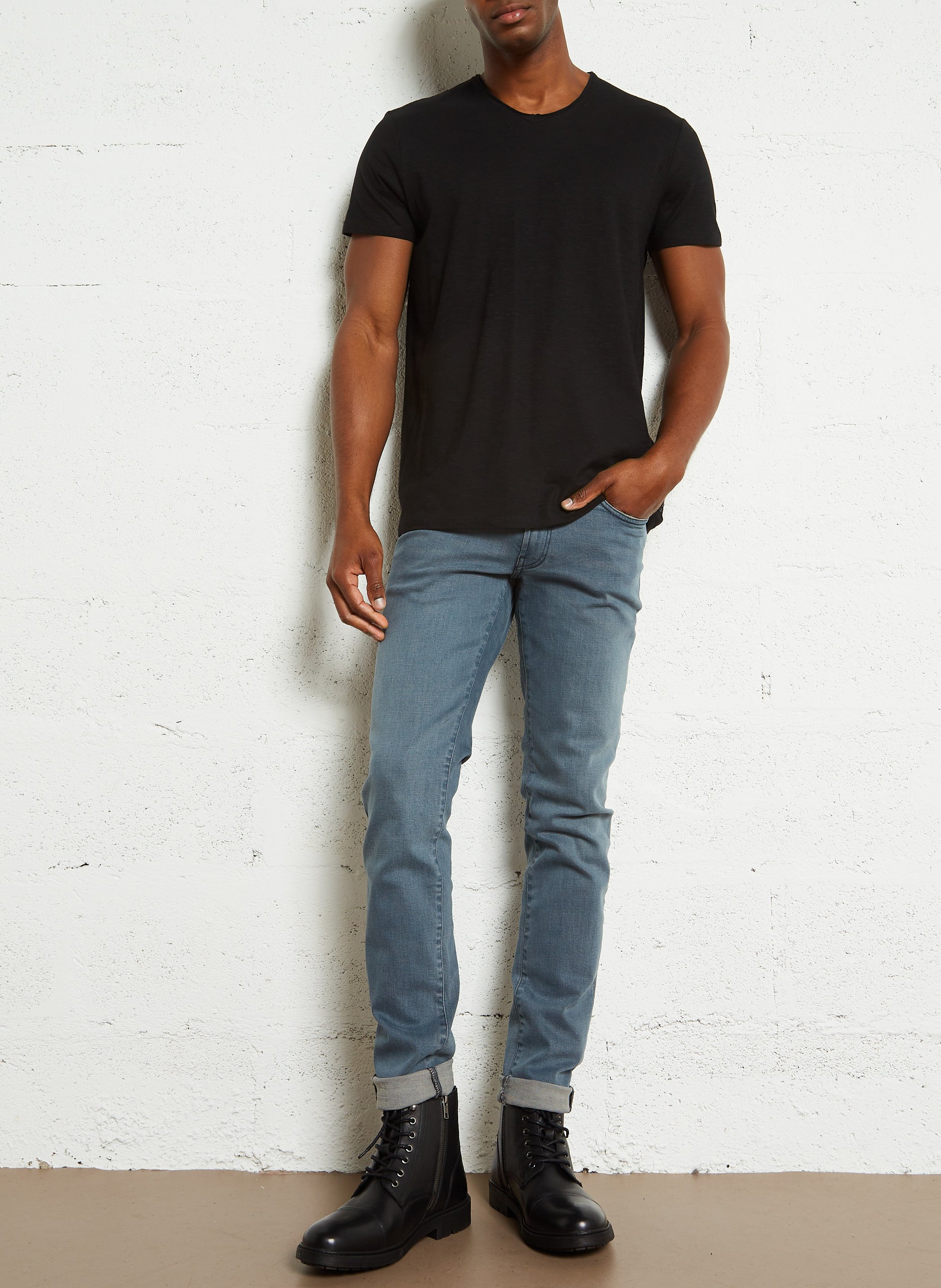Regular-fit, katoenen T-shirt met V-hals IKKS Zwart