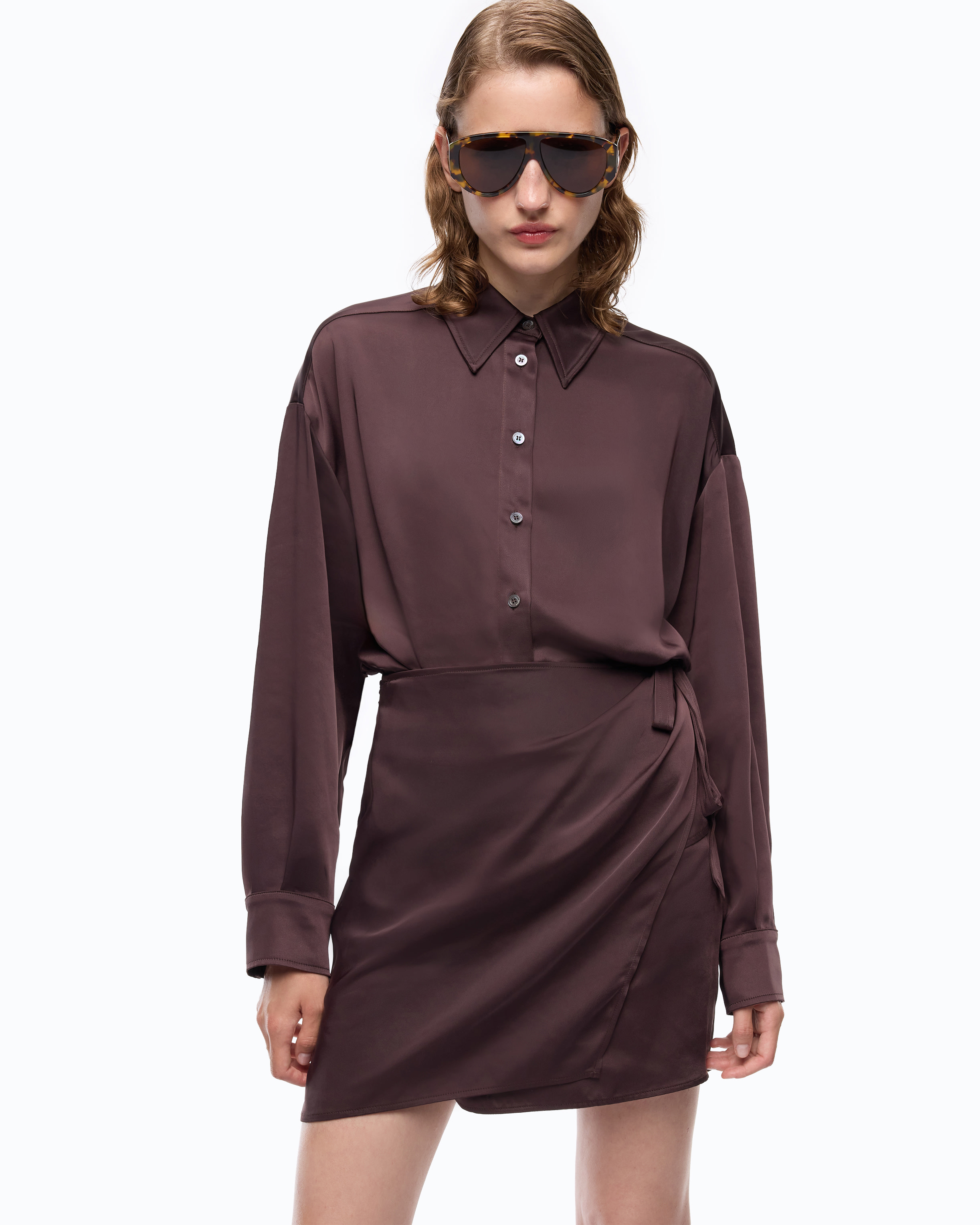 Robe courte boutonnée PINKO Marron