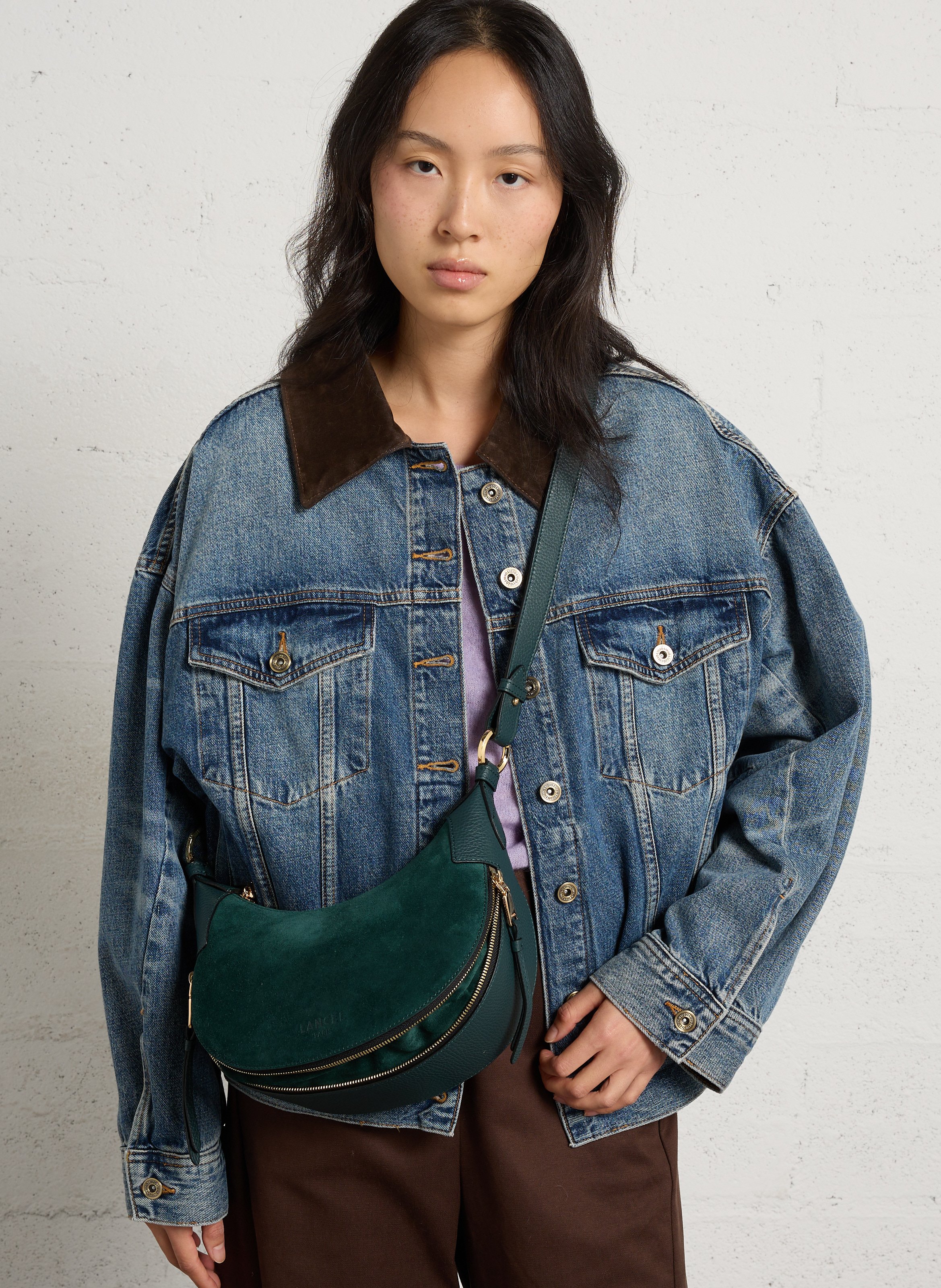 Zipped leather Hobo bag LANCEL Green