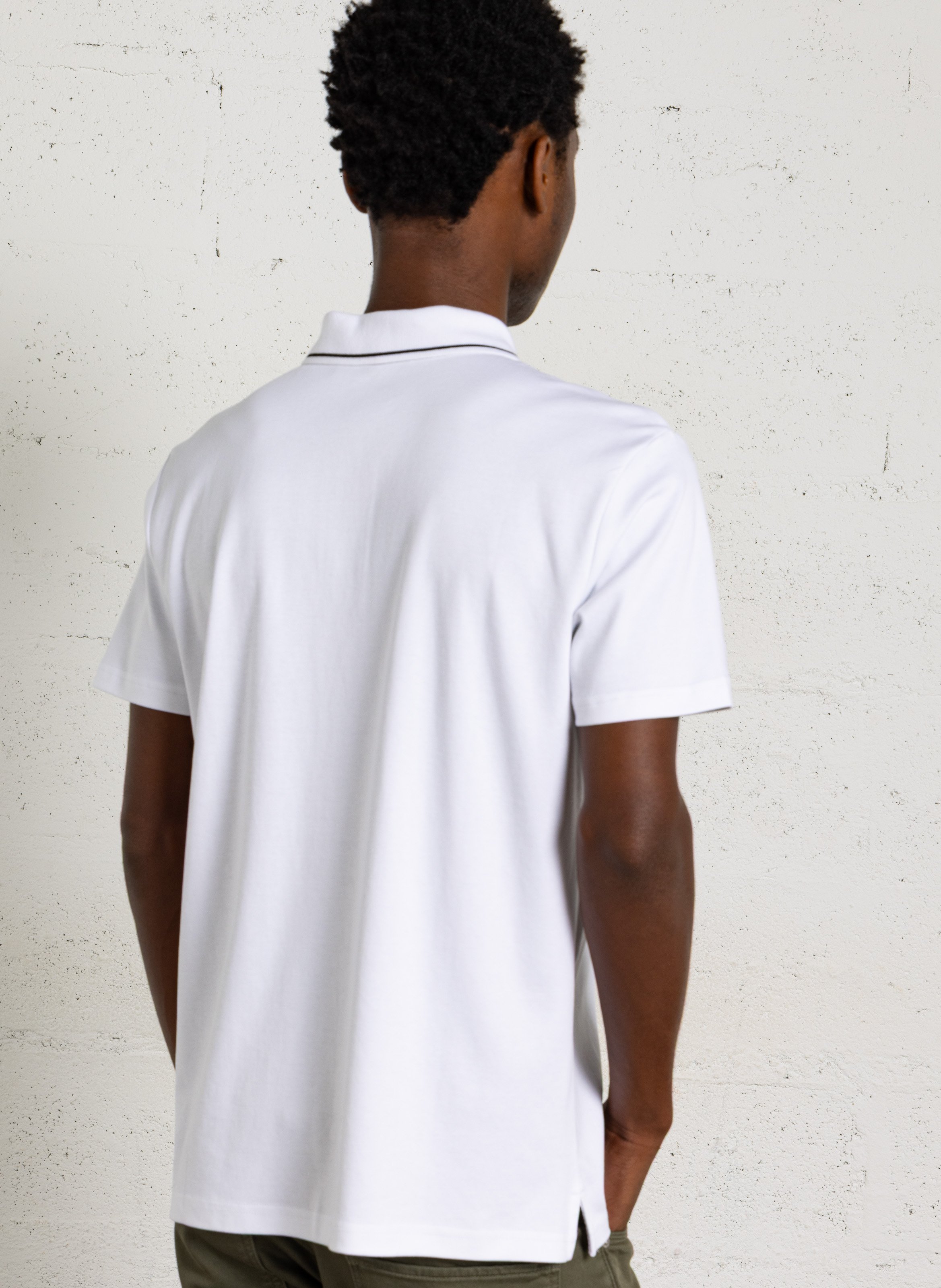 Polo droit manches courtes uni en coton LE TEMPS DES CERISES Blanc