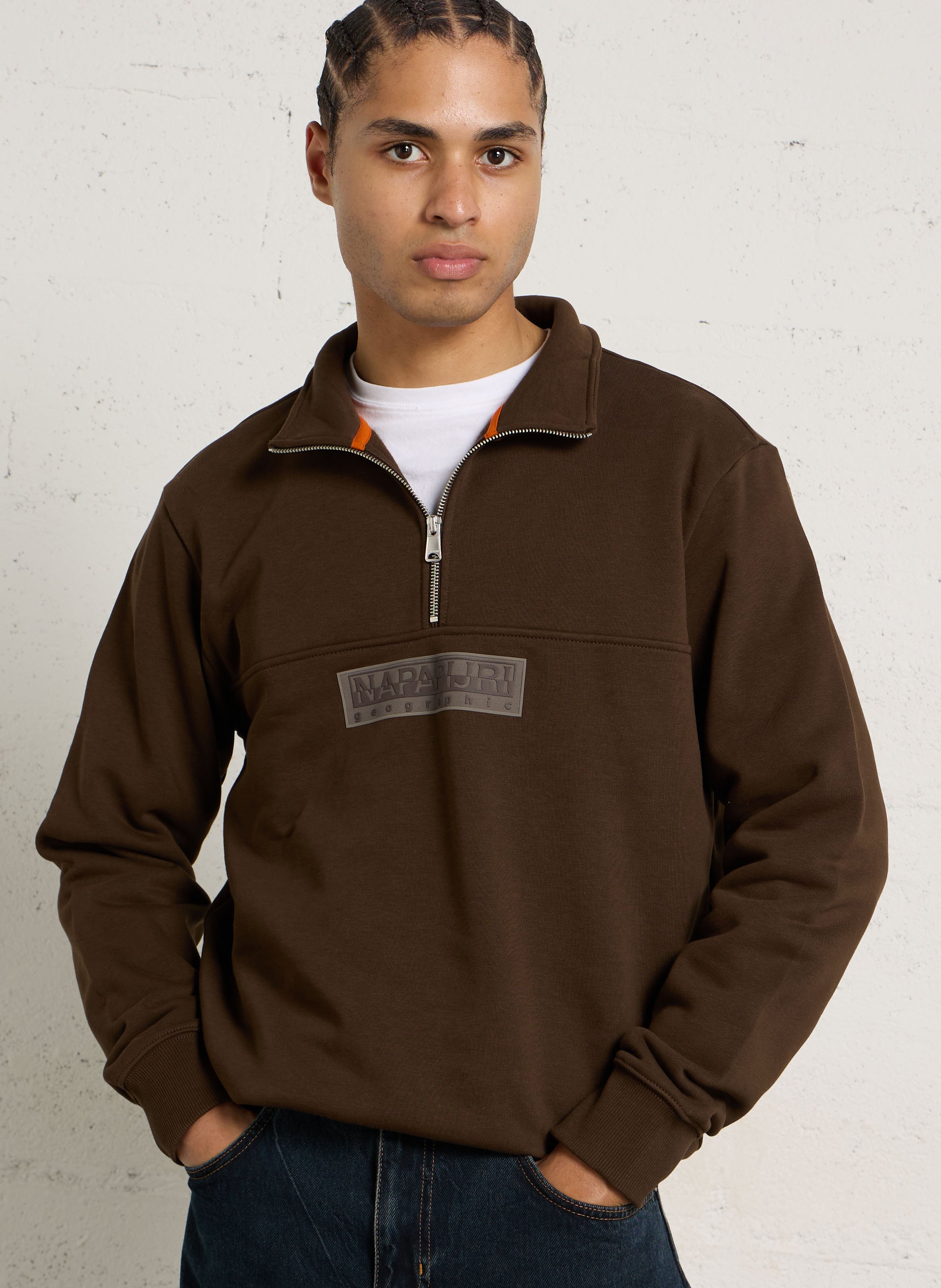 Straight cotton-blend sweater NAPAPIJRI Brown