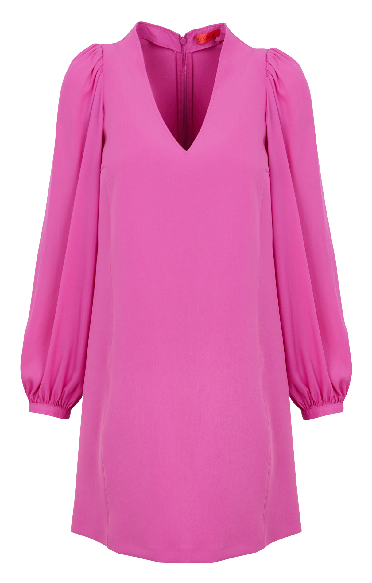 Short straight-cut V-neck dress MAX&Co. Pink