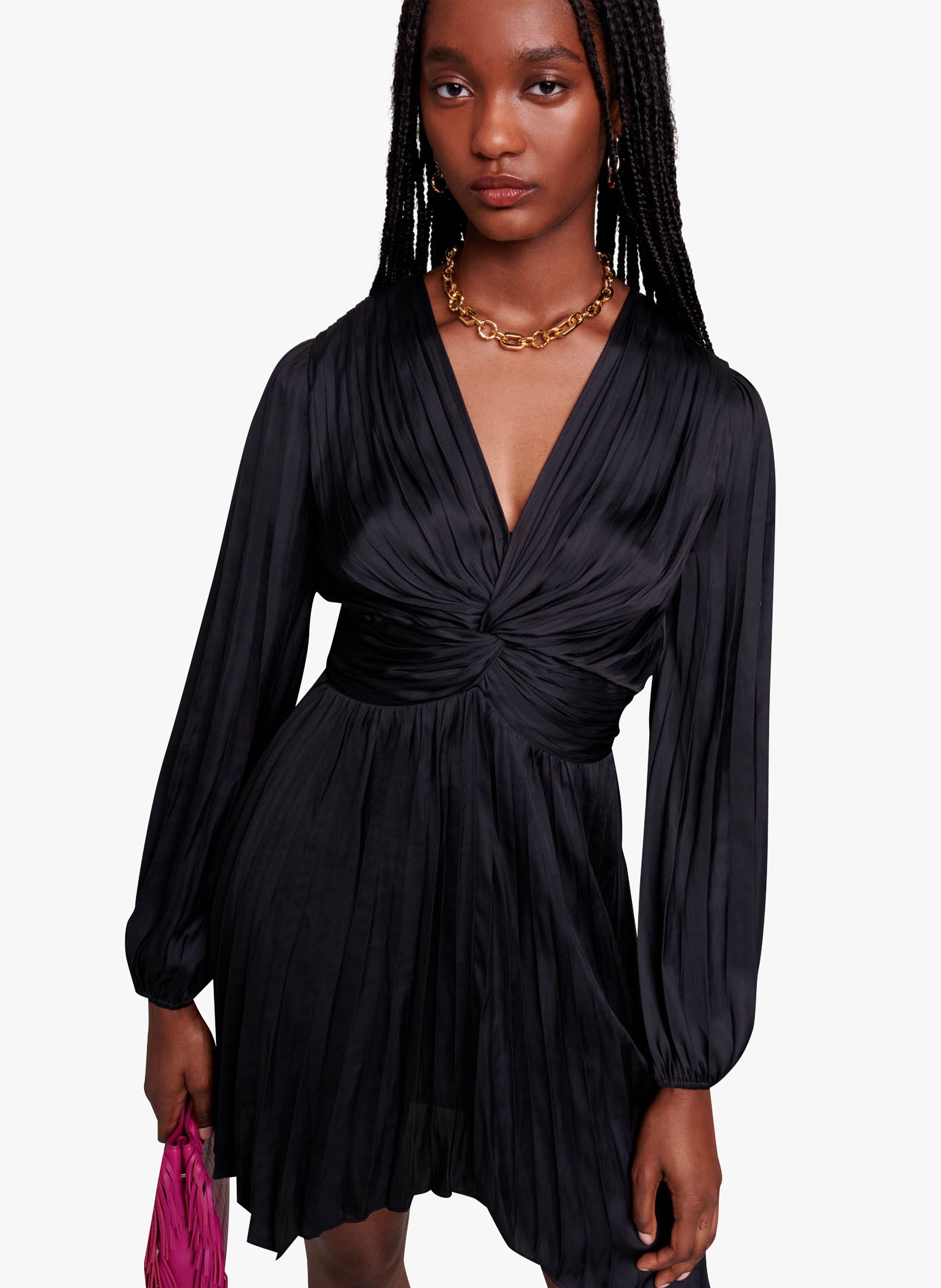 Robe noir col v new arrivals