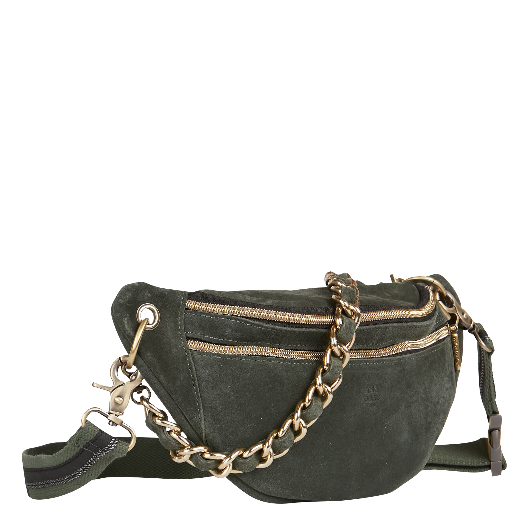 Suède-achtig, leren heuptasje Groen