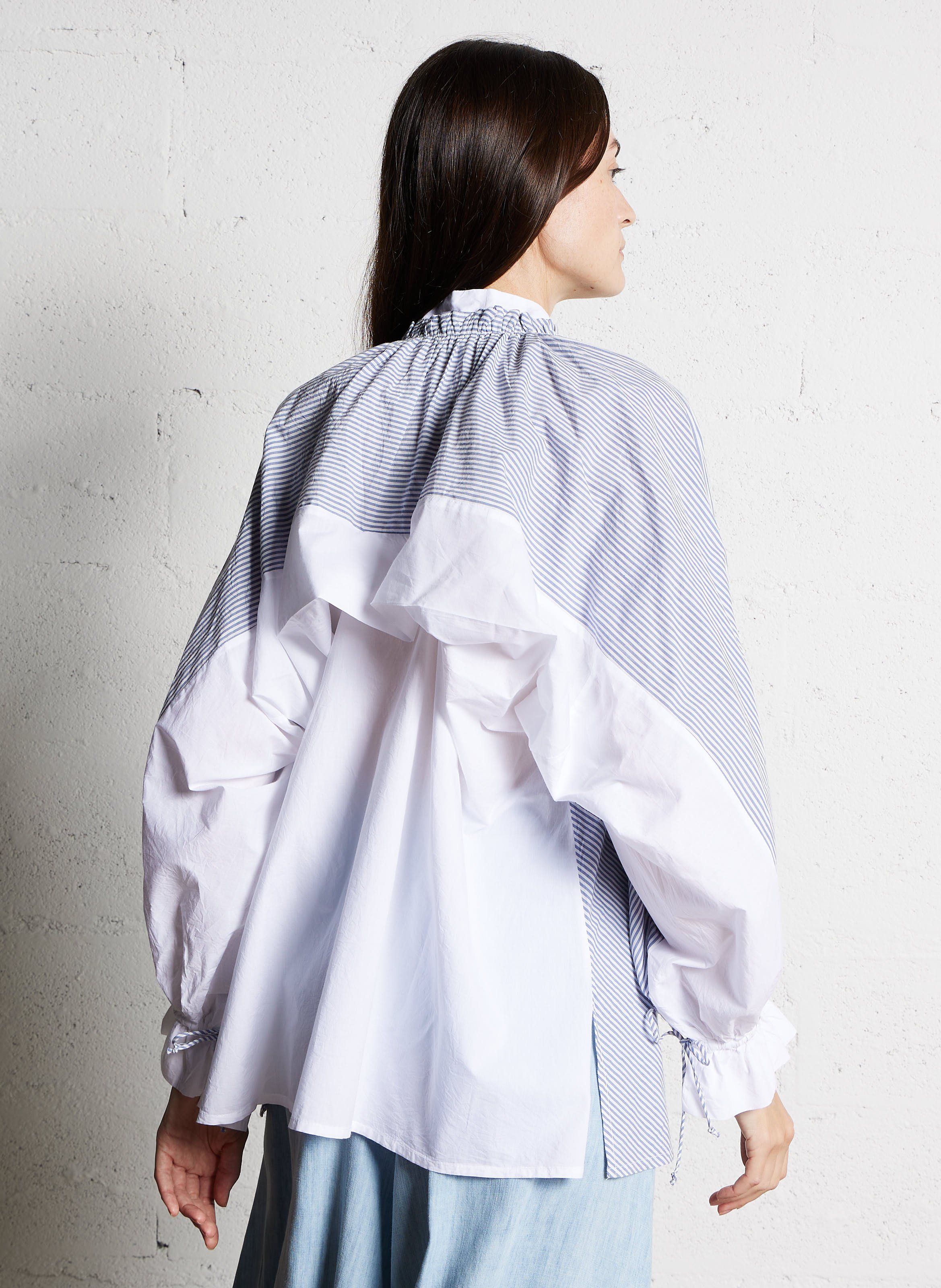 Loose-fit V-neck cotton top MES DEMOISELLES Grey