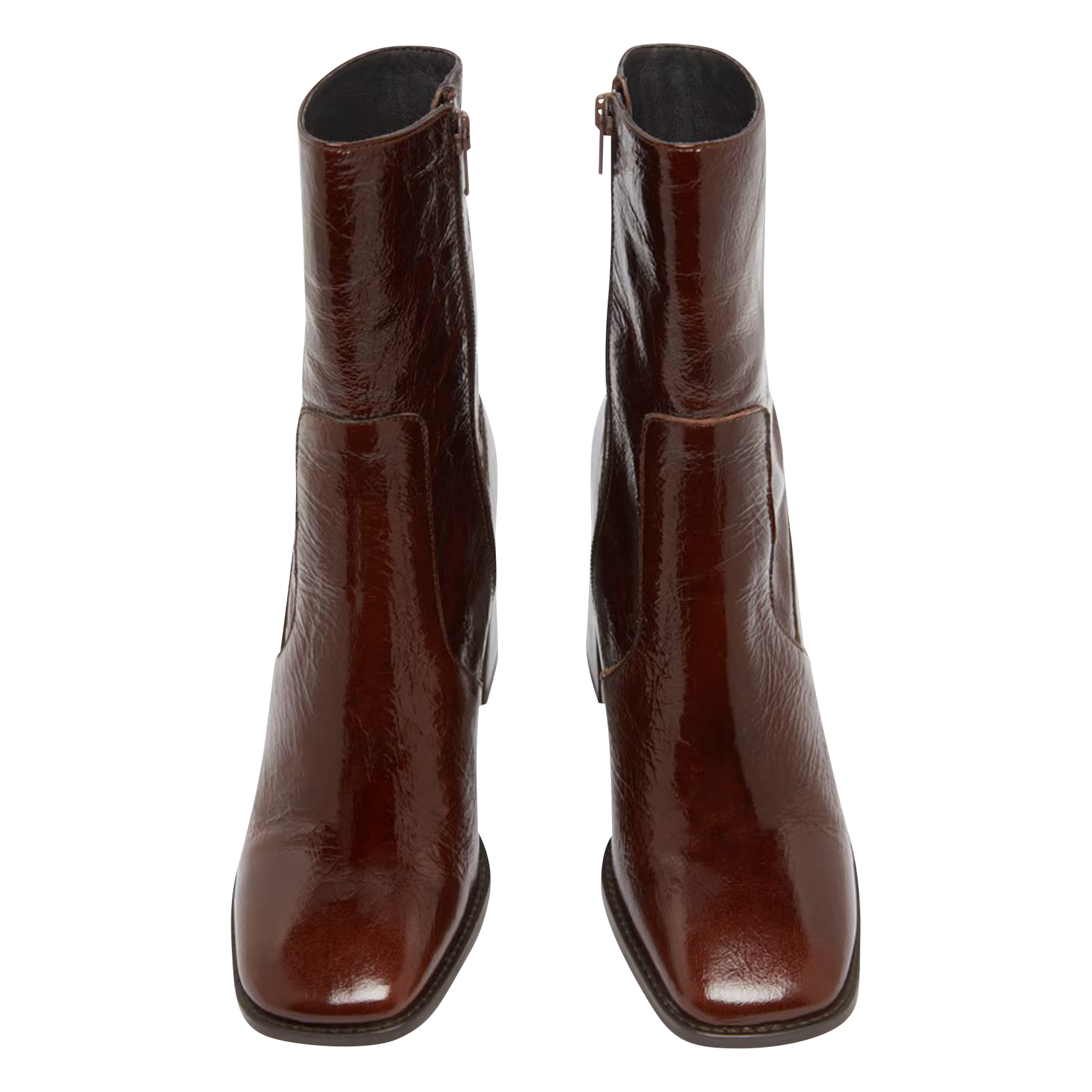 Cracked leather mid-calf boots JONAK Brown