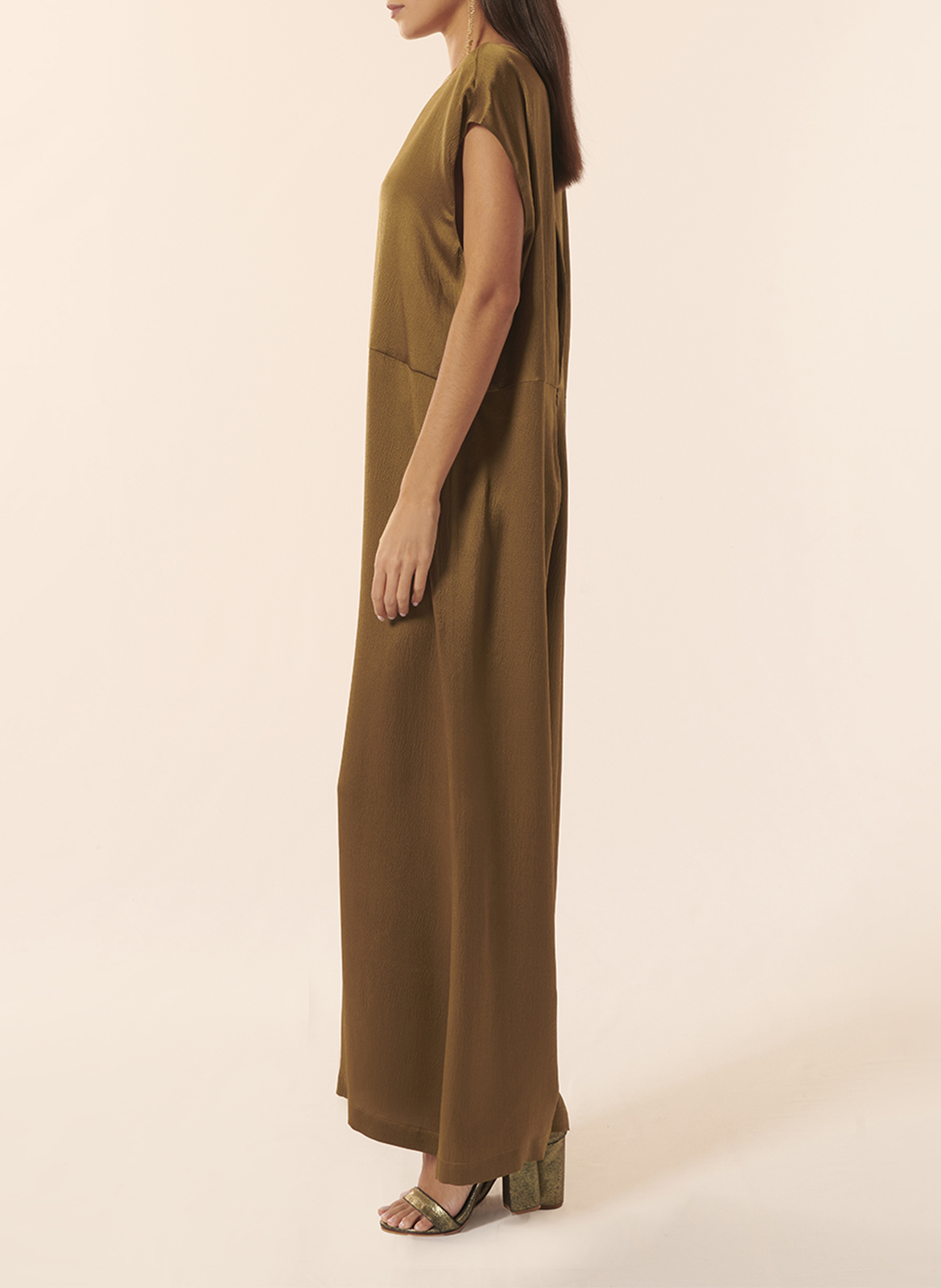 Zijden jumpsuit met wijde broek KARMA KOMA Bruin