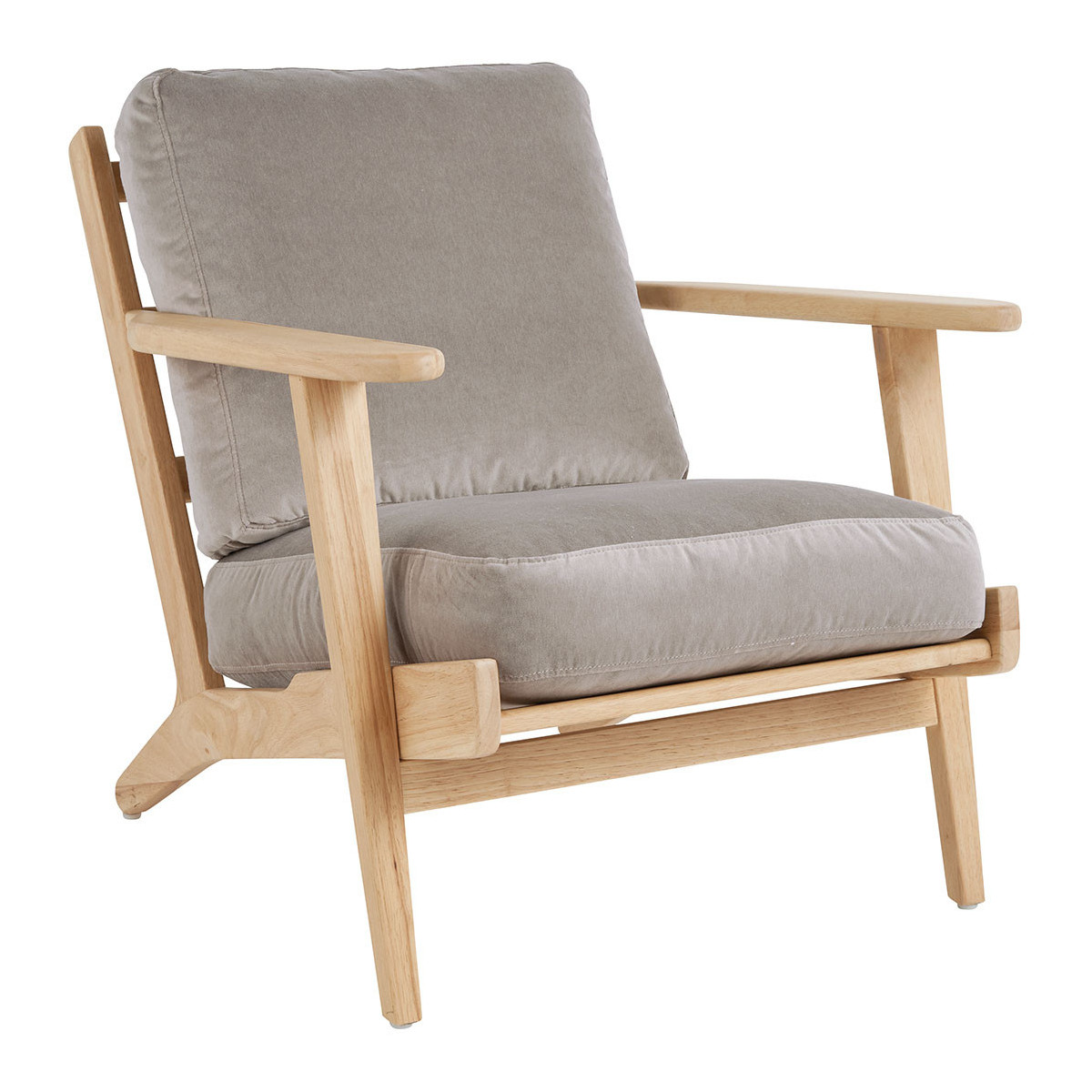 Fauteuil en velours BLANC D'IVOIRE Gris