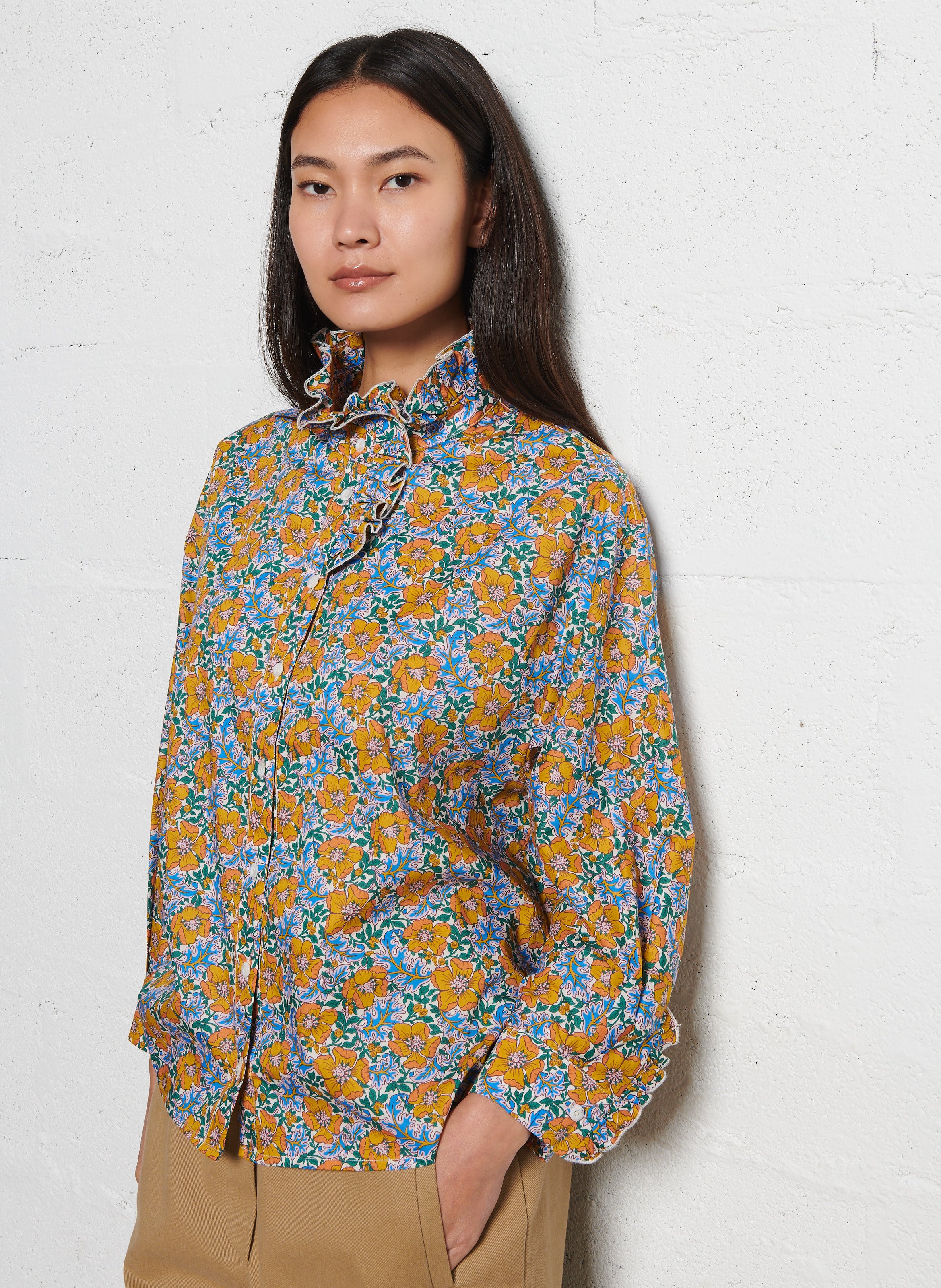 Oversized blouse van katoen met print SUZIE WINKLE Blauw